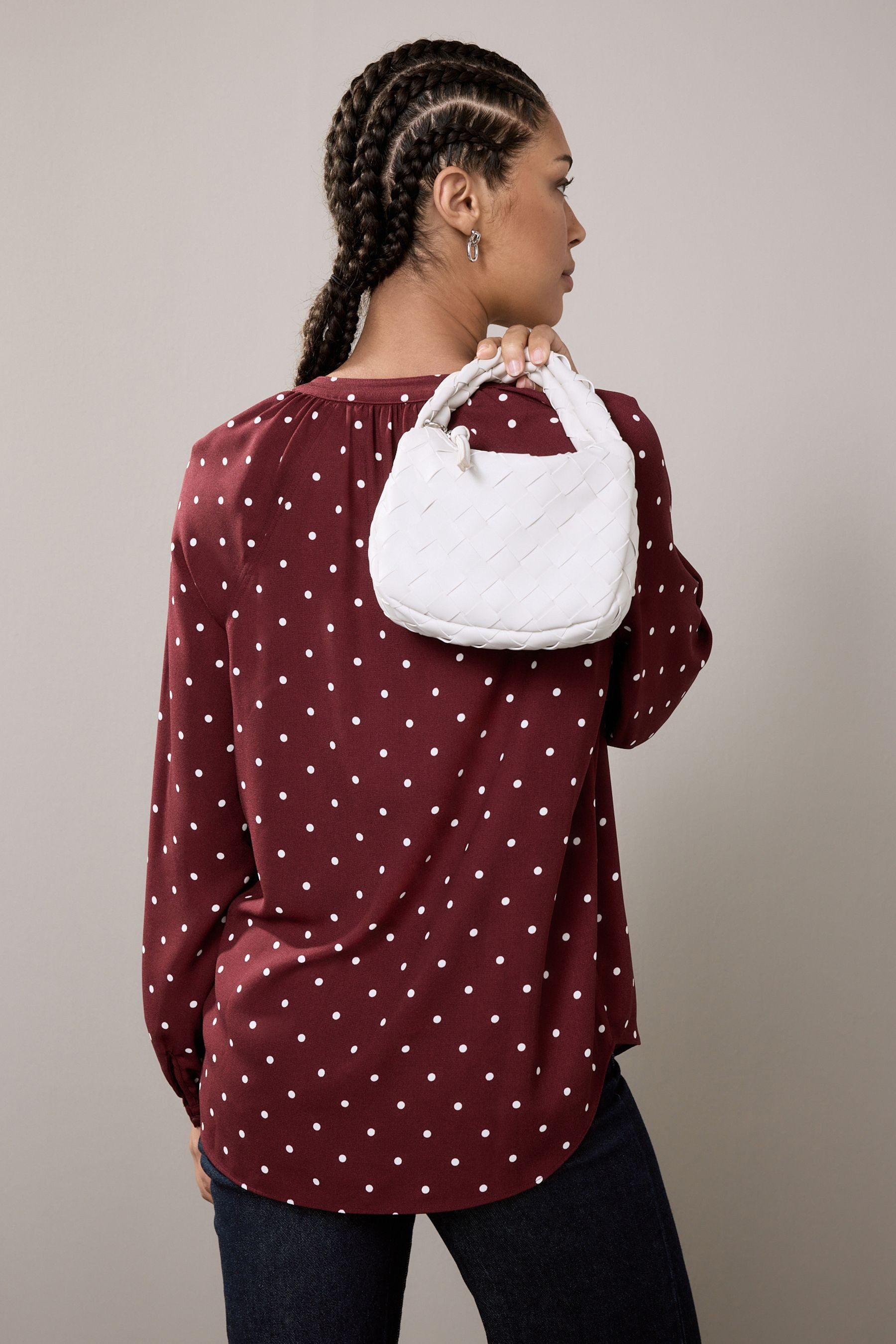 Next Langarmbluse Langärmelige Bluse mit V-Ausschnitt günstig online kaufen