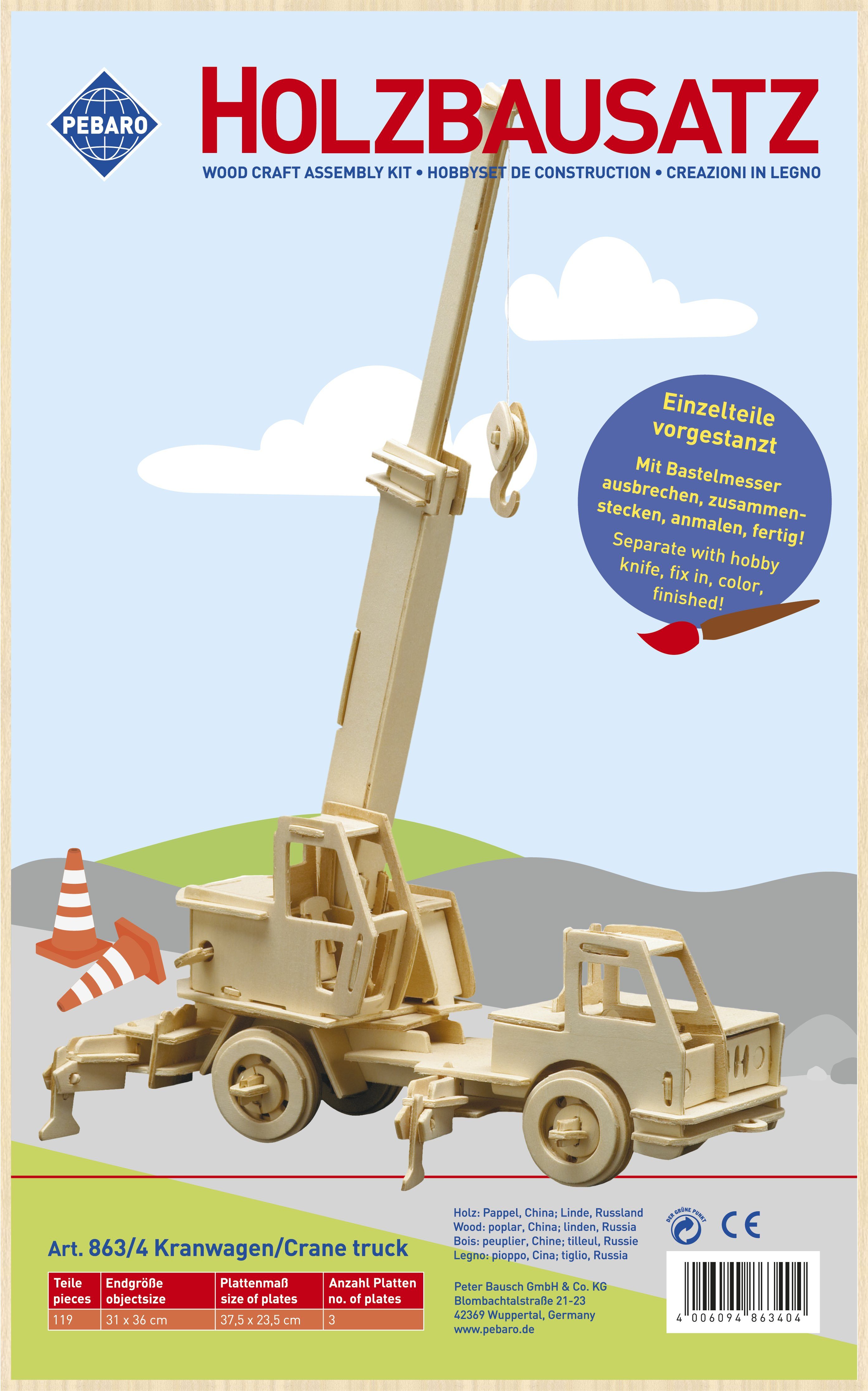 Pebaro 3D-Puzzle Holzbausatz Kranwagen, 863/4, 119 günstig online kaufen