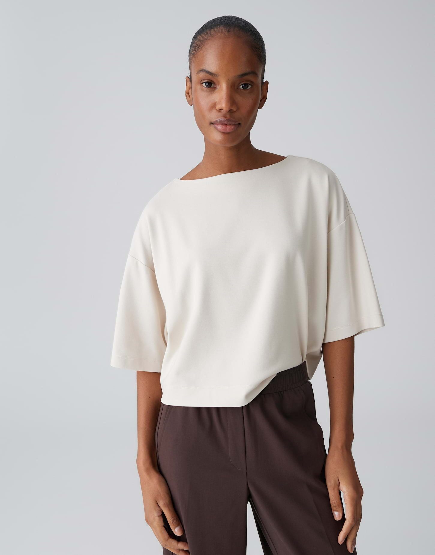 Kurzarmshirt Boxy Jerseyshirt aus Viskose Mix