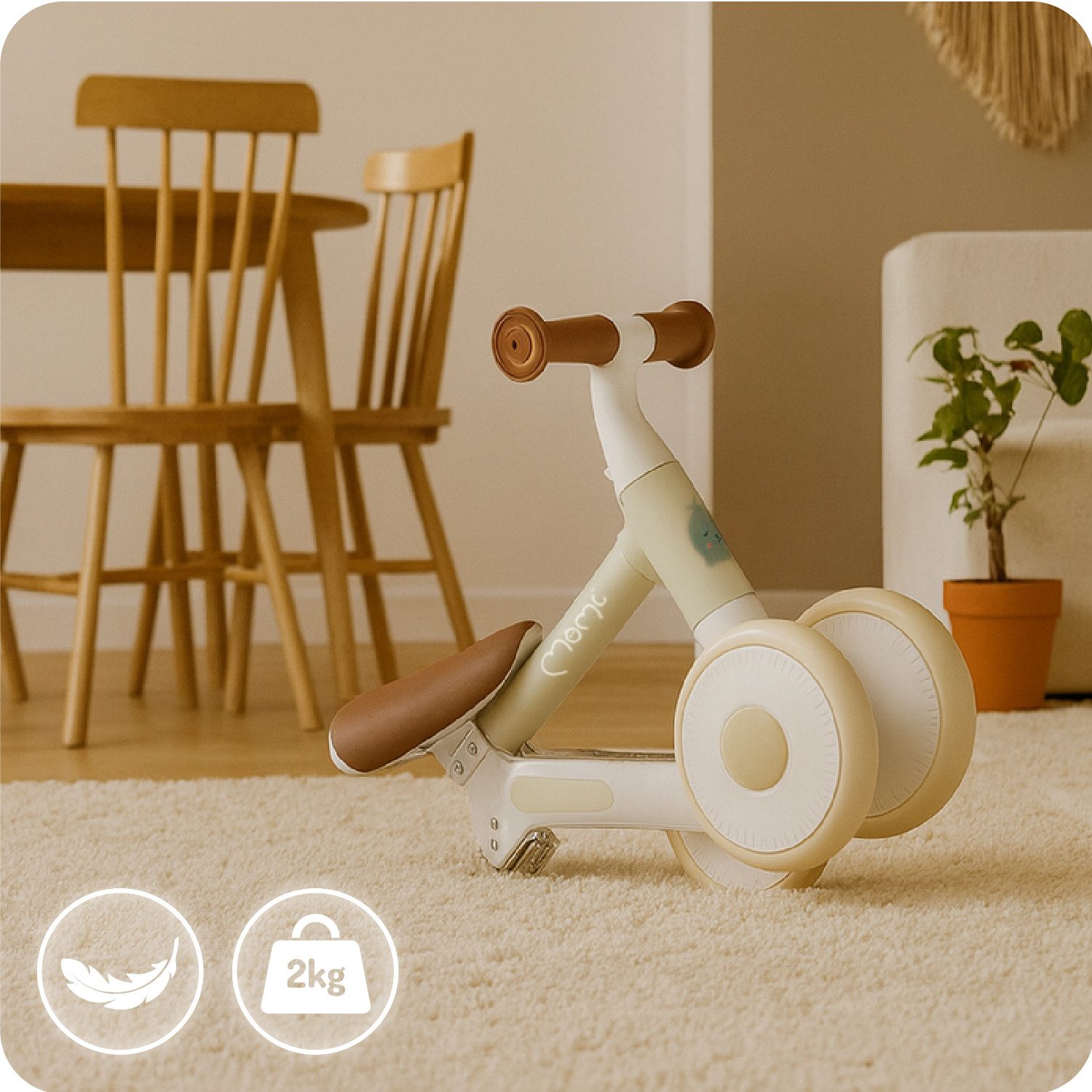 MoMi Laufrad Dex 6 Zoll, Klappbares Laufrad mit 2-facher Höhenverstellung