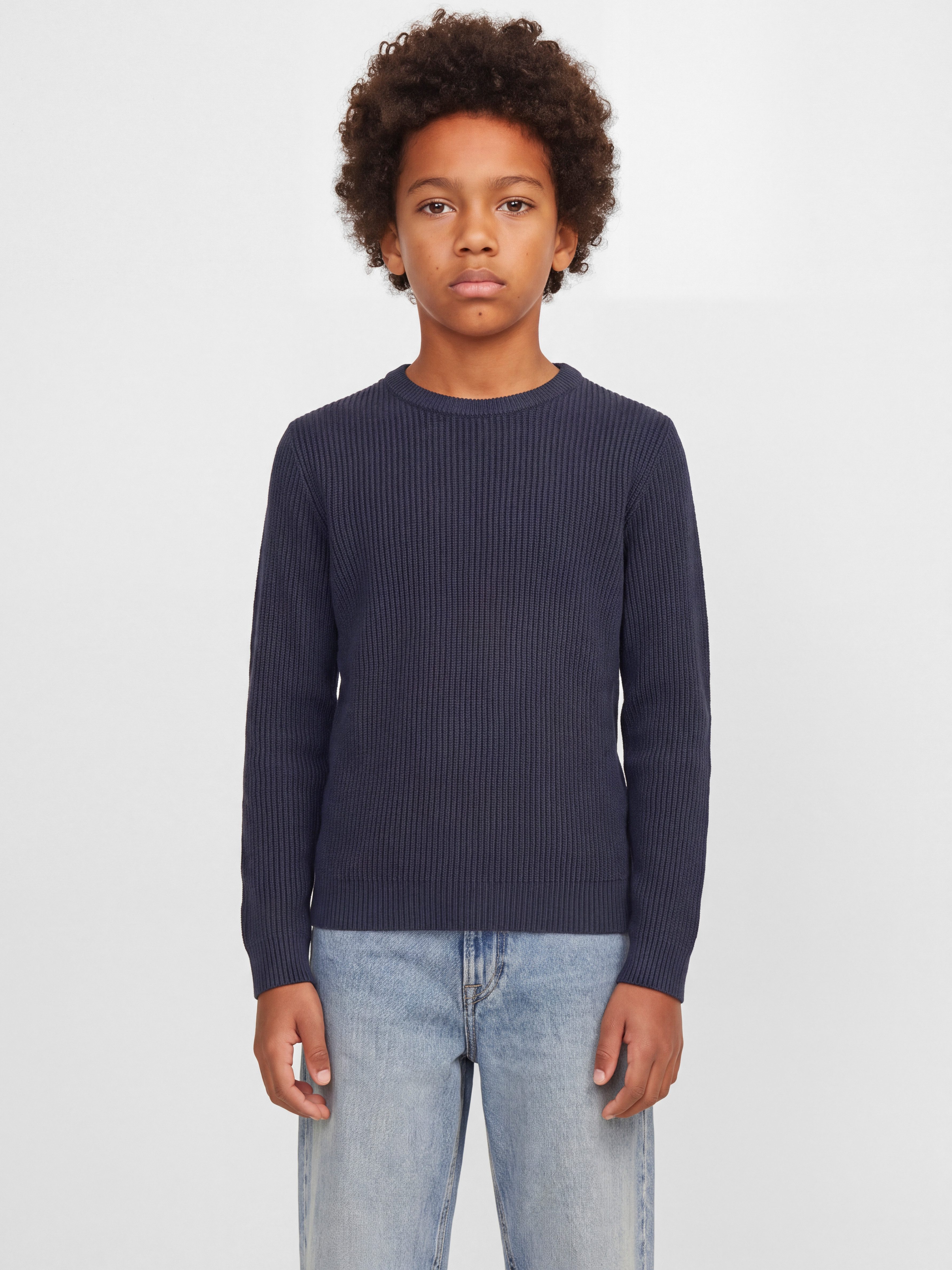 Jack & Jones Junior Rundhalspullover JJPANNEL KNIT CREW NECK AW26 JNR Materialmix, regular fit