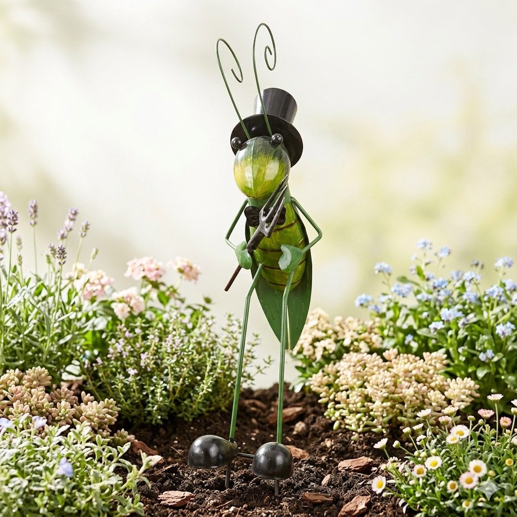Holzwurm GmbH Gartenstecker Gartenstecker Grashüpfer (1-St) Gartenstecker, Höhe ca. 65 cm, Grashüpfer