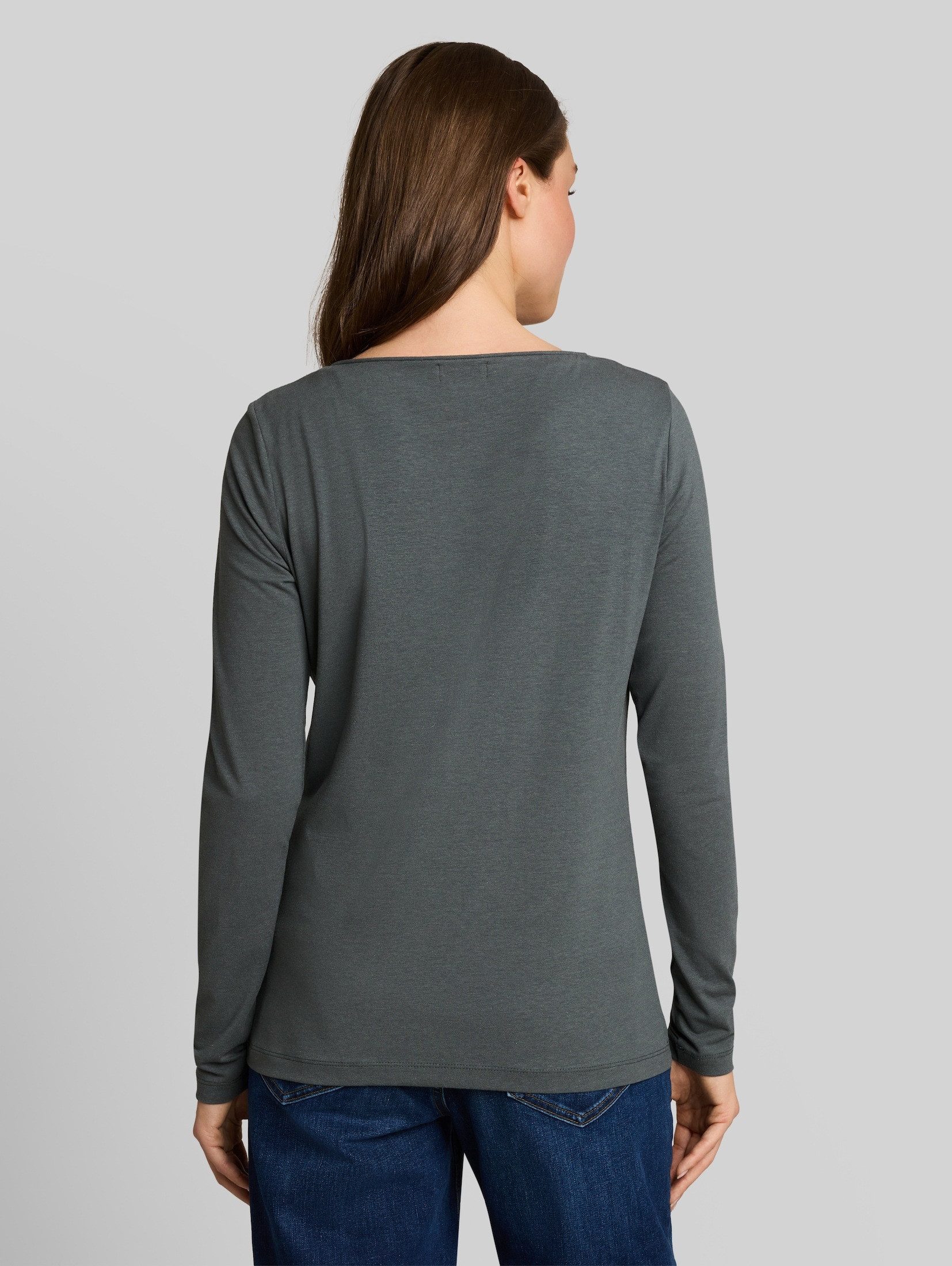 TOM TAILOR Langarmshirt T-Shirt (im Einserpack) Slim Fit Langarmshirt mit Knopfleiste