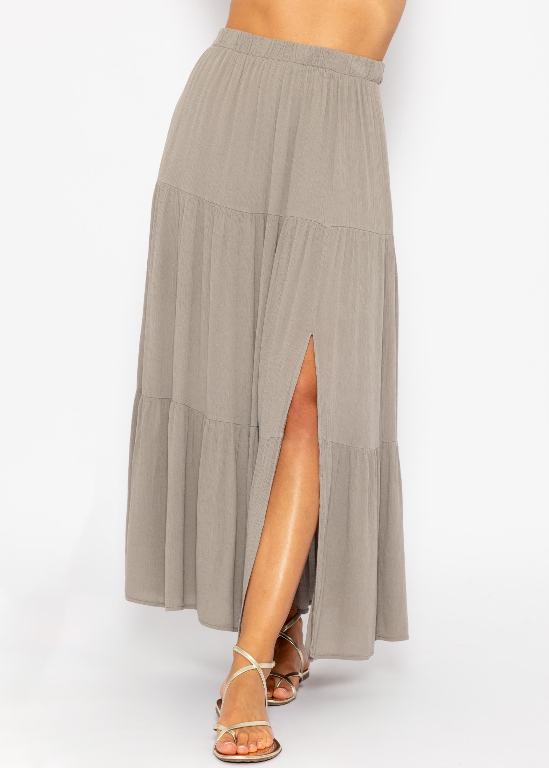 SASSYCLASSY Minirock Maxi Volants Rock mit Schlitz in Crinkle-Optik Lockere günstig online kaufen