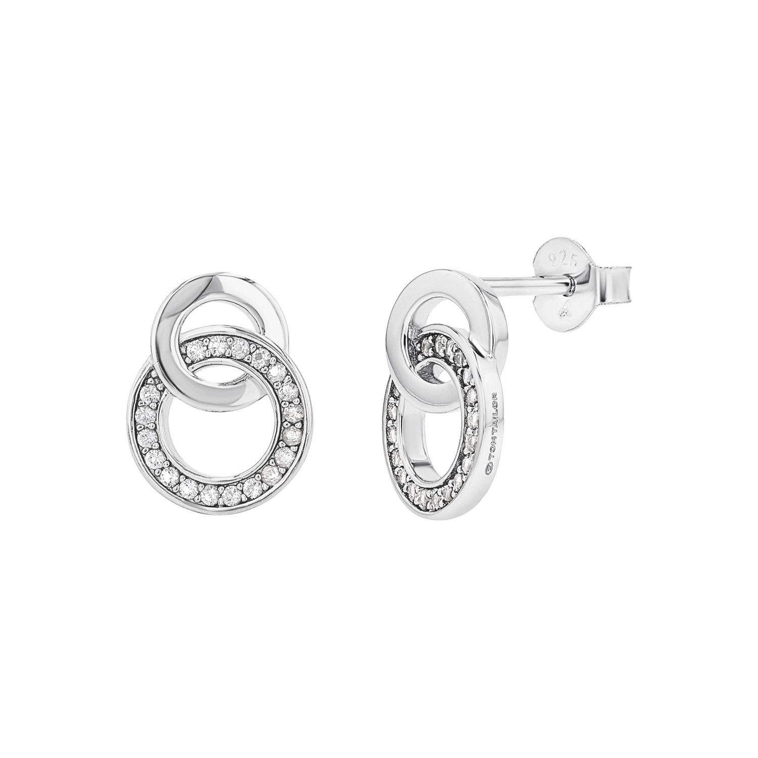 TOM TAILOR Paar Ohrstecker Schmuck Geschenk Silber 925 Infinity Kreise, mit Zirkonia (synth)