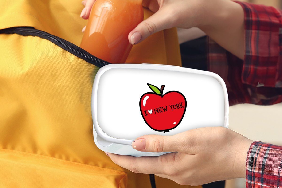 Jungs Erwachsene, York - Rot, (2-tlg), New Kunststoff, und und Brotbox weiß für Mädchen - Kinder Brotdose, für MuchoWow Apfel Lunchbox