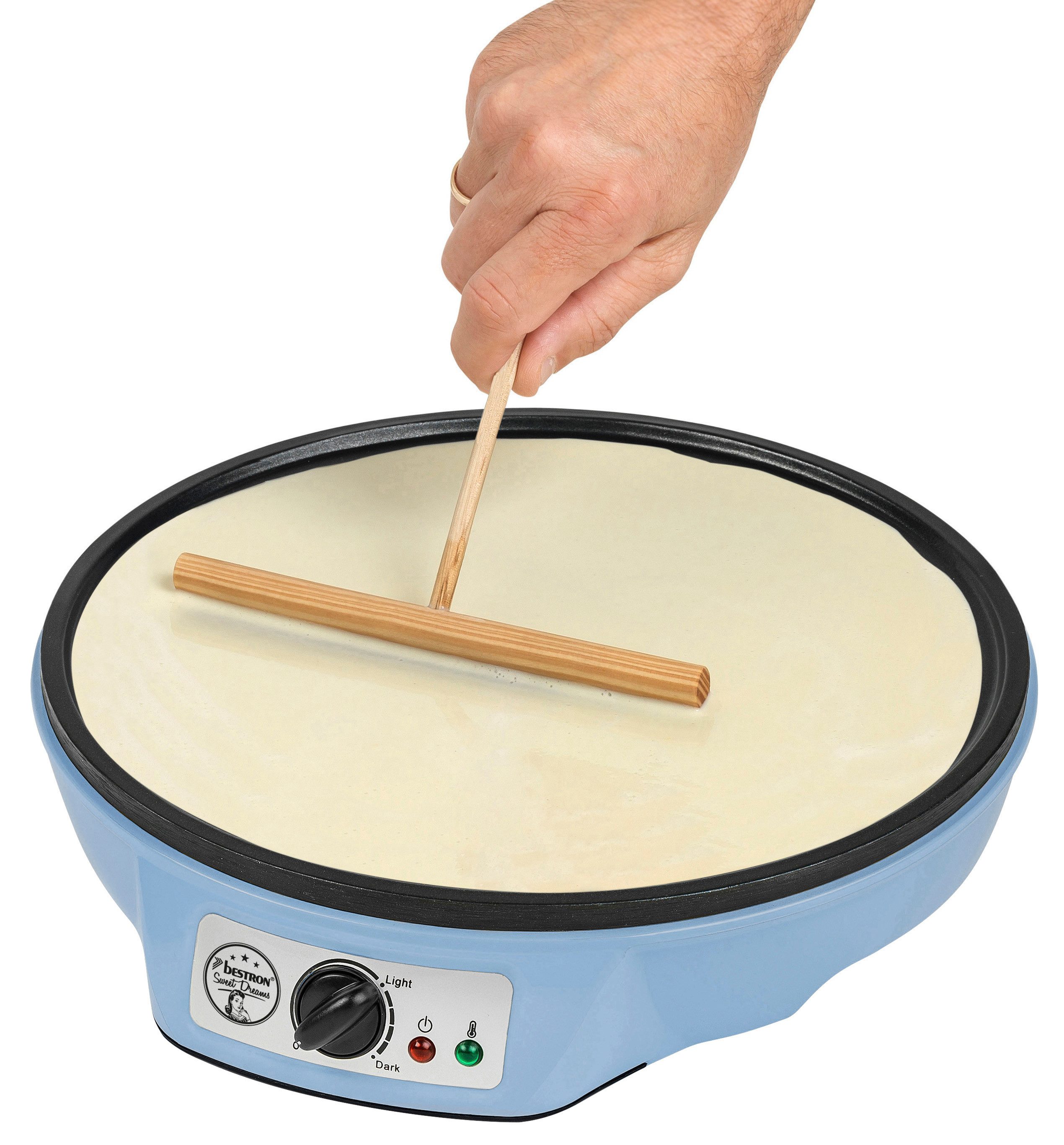 bestron Crêpesmaker ASW602, 1000 W, Ø 30 cm, Antihaft, Thermostat & Zubehör