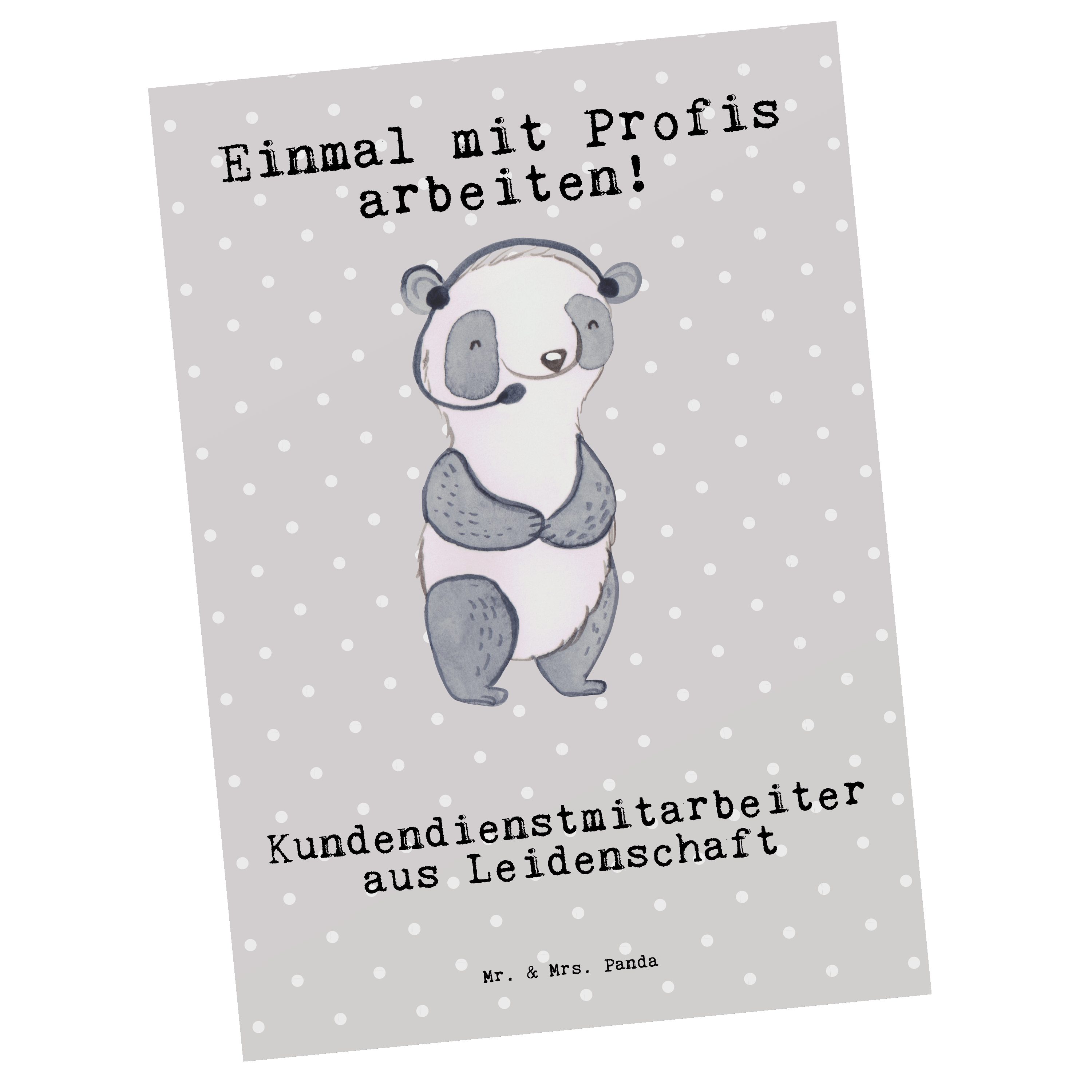 Grau & Leidenschaft - h Kundendienstmitarbeiter - Geschenk, Postkarte Mr. Panda Pastell aus Mrs.
