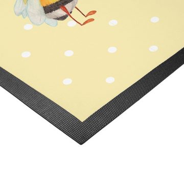 Fußmatte Hummeln mit Kleeblatt - Gelb Pastell - Geschenk, Schmutzfänger, süße, Mr. & Mrs. Panda, Höhe: 0.6 mm