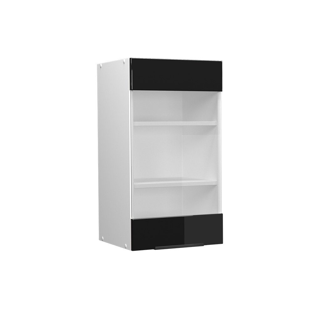 Vicco Glashängeschrank Fame-Line, Schwarz Eiche hochglanz/Weiß, günstig online kaufen