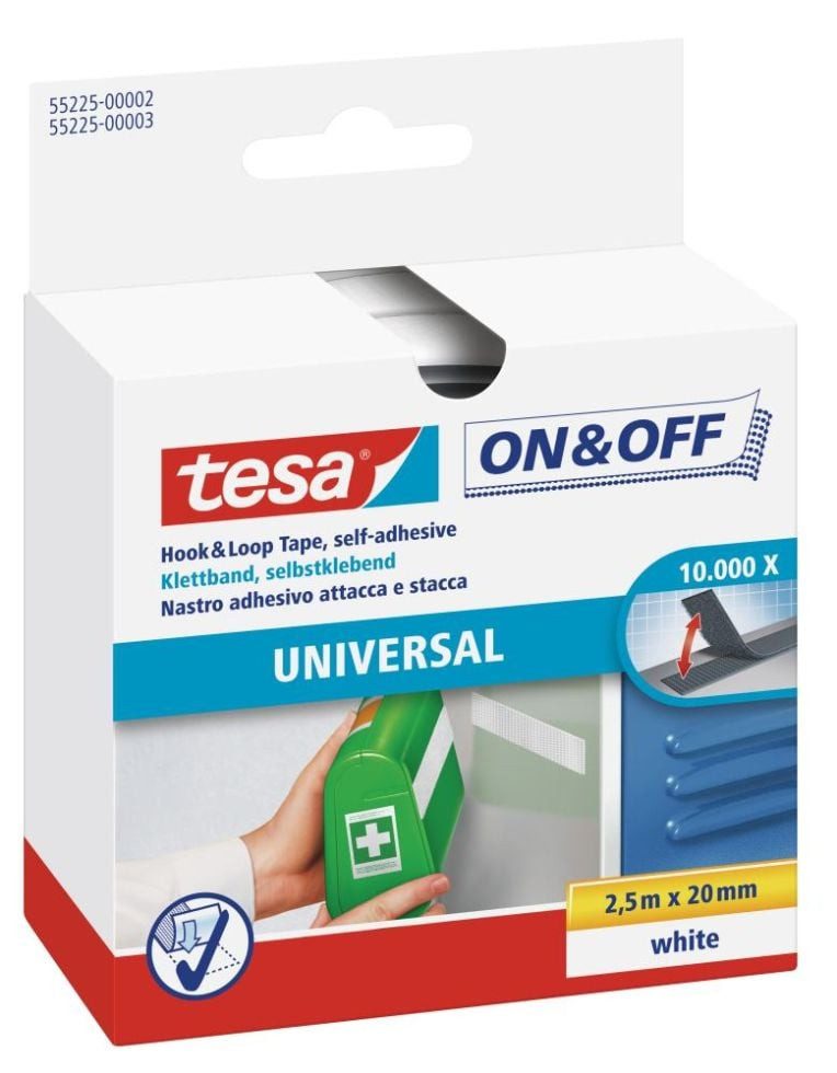 tesa Klebehaken tesa Klettband On & Off 2,5 m x 20 mm, weiß – Bild 2 von 3