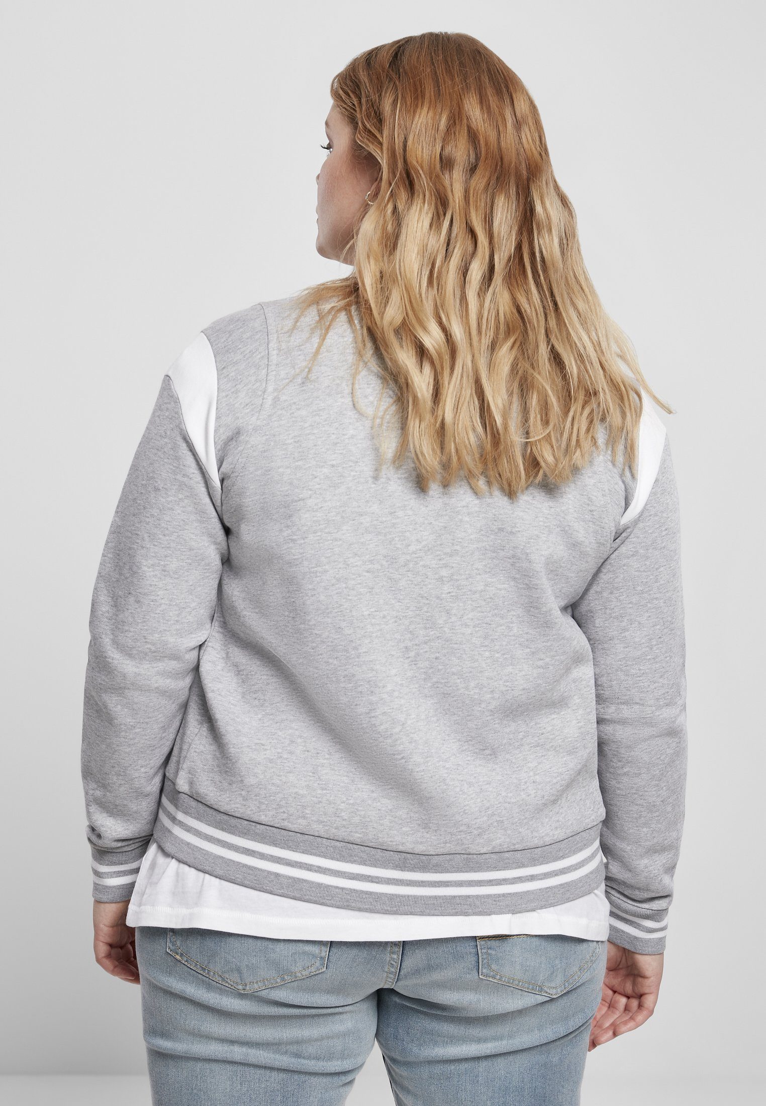 Inset Organic grey/white Jacket Ladies (1-St) Damen CLASSICS College Sweat Collegejacke URBAN