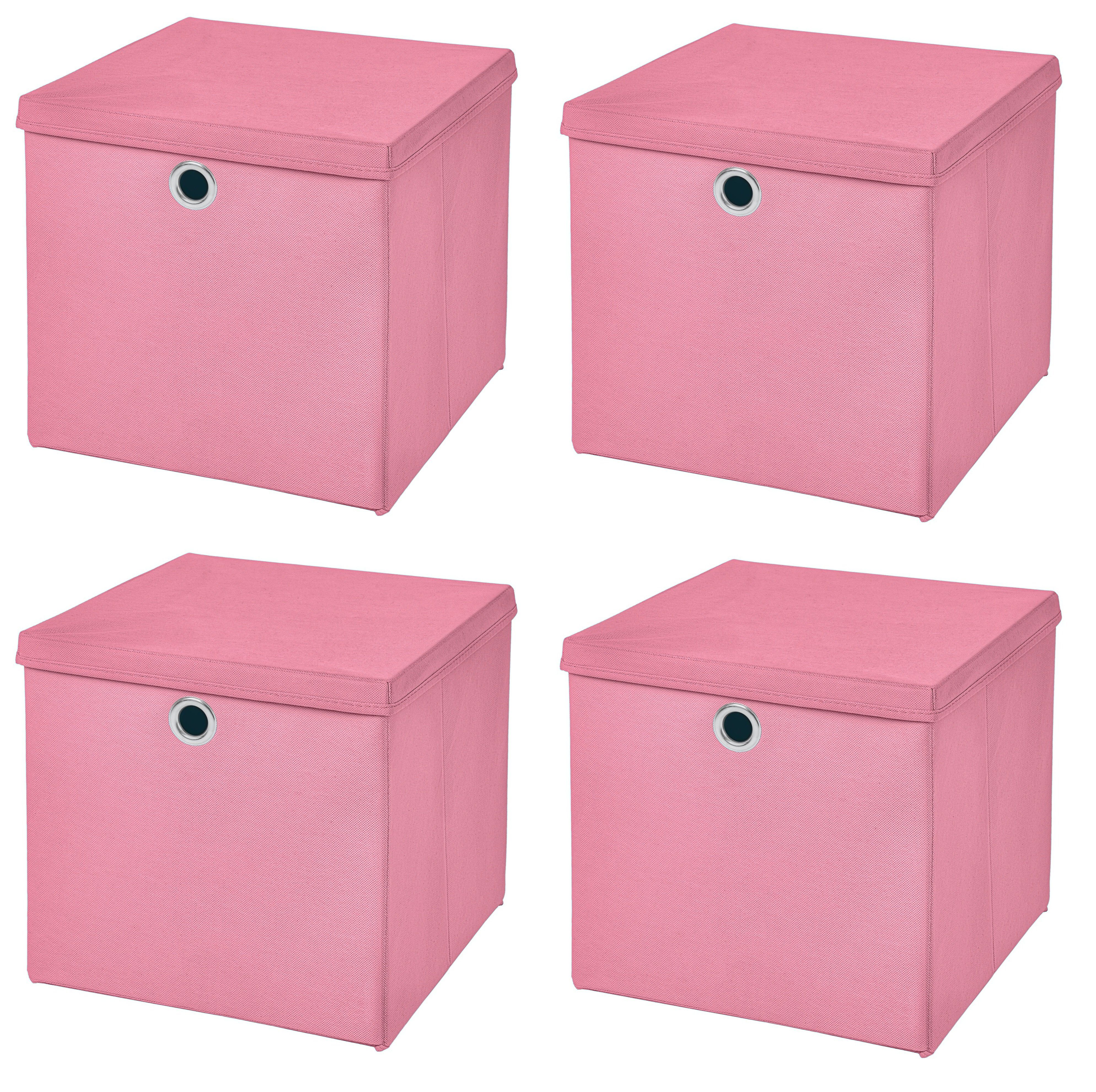 StickandShine Faltbox 4er SET 32 x 32 x 32 cm mit Deckel – perfekt für KALLAX - 19 Farben