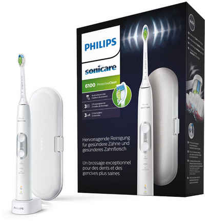 Philips Sonicare Elektrische Zahnbürste HX6877/28, Aufsteckbürsten: 1 St., ProtectiveClean 6100, Schallzahnbürste, mit 3 Putzprogrammen