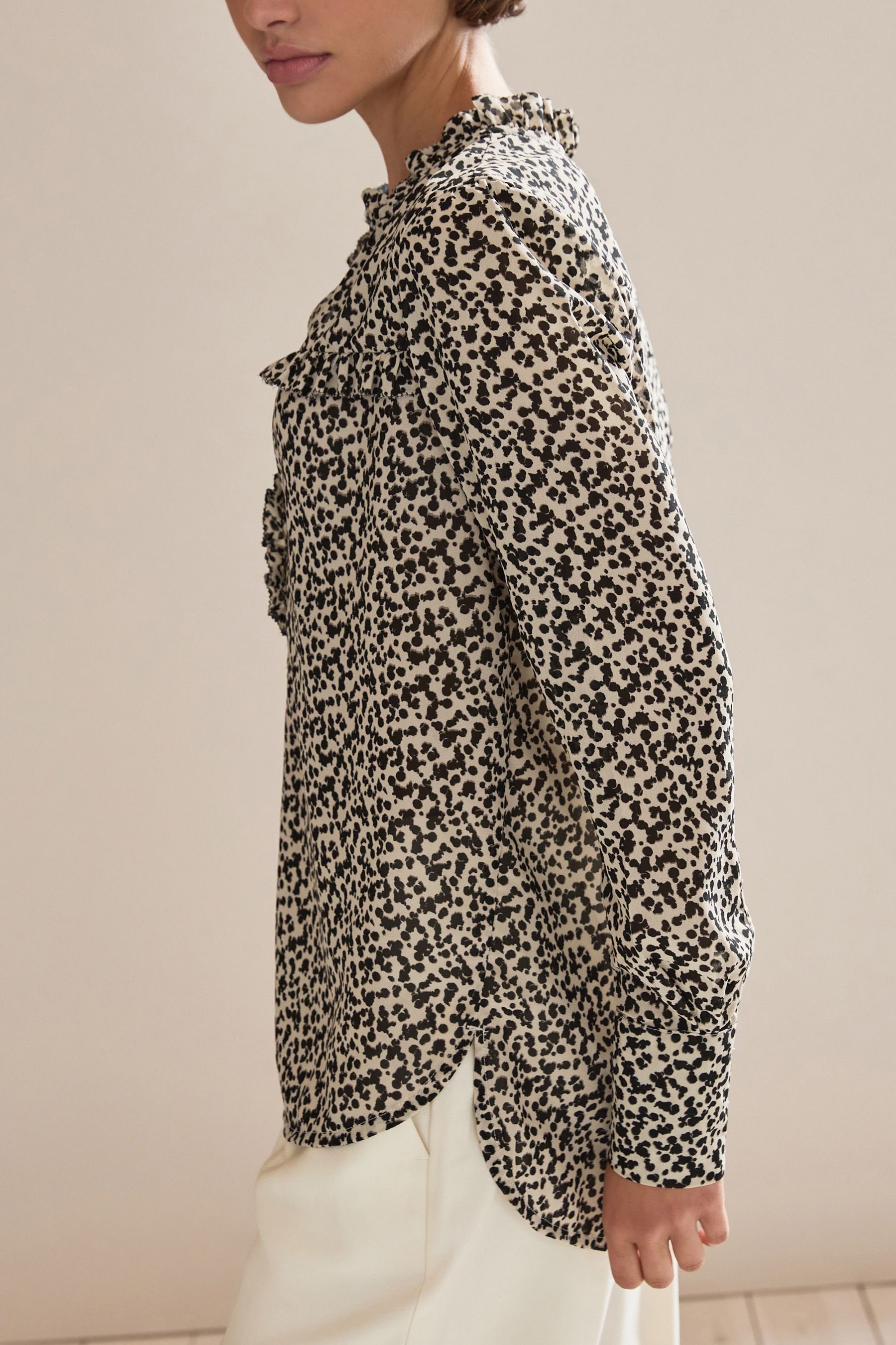Next Langarmbluse Langarm-Bluse mit Rüschen (1-tlg) Animal Print