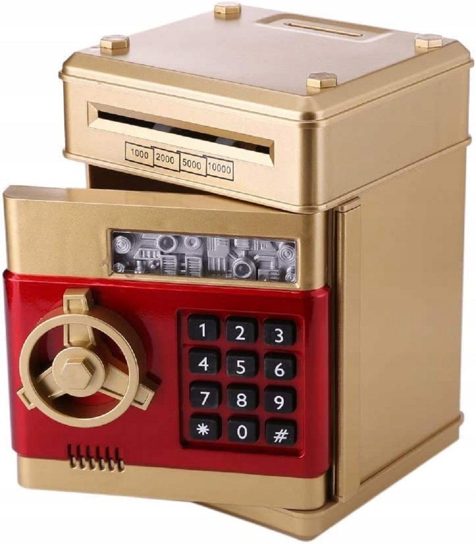 COIL Spardose Elektronisches Spardose, Sparschwein, Mini-Safe, Geldautomat, PIN-Code, Sparschwein, Banknoten und Münzen, Soundeffekte, Maße:19,5x12x13 cm;