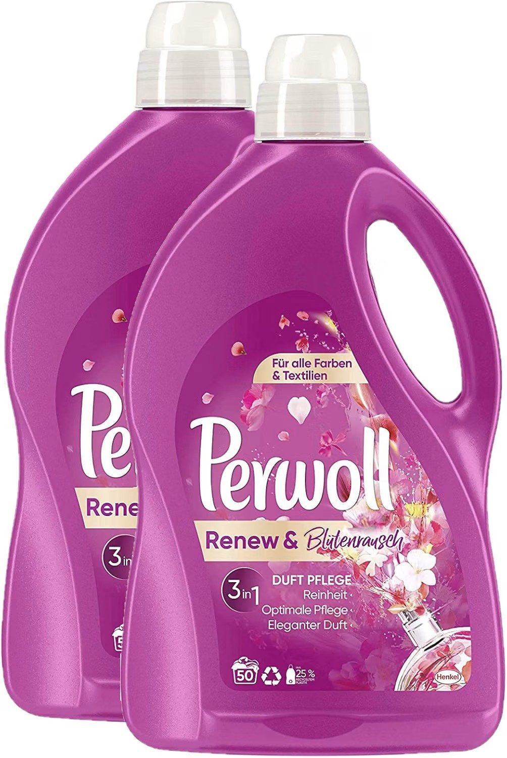 Perwoll 2x Perwoll Renew Blütenrausch Flüssigwaschmittel Colorwaschmittel (2-St. Feinwaschmittel für Buntwäsche & Weißes)