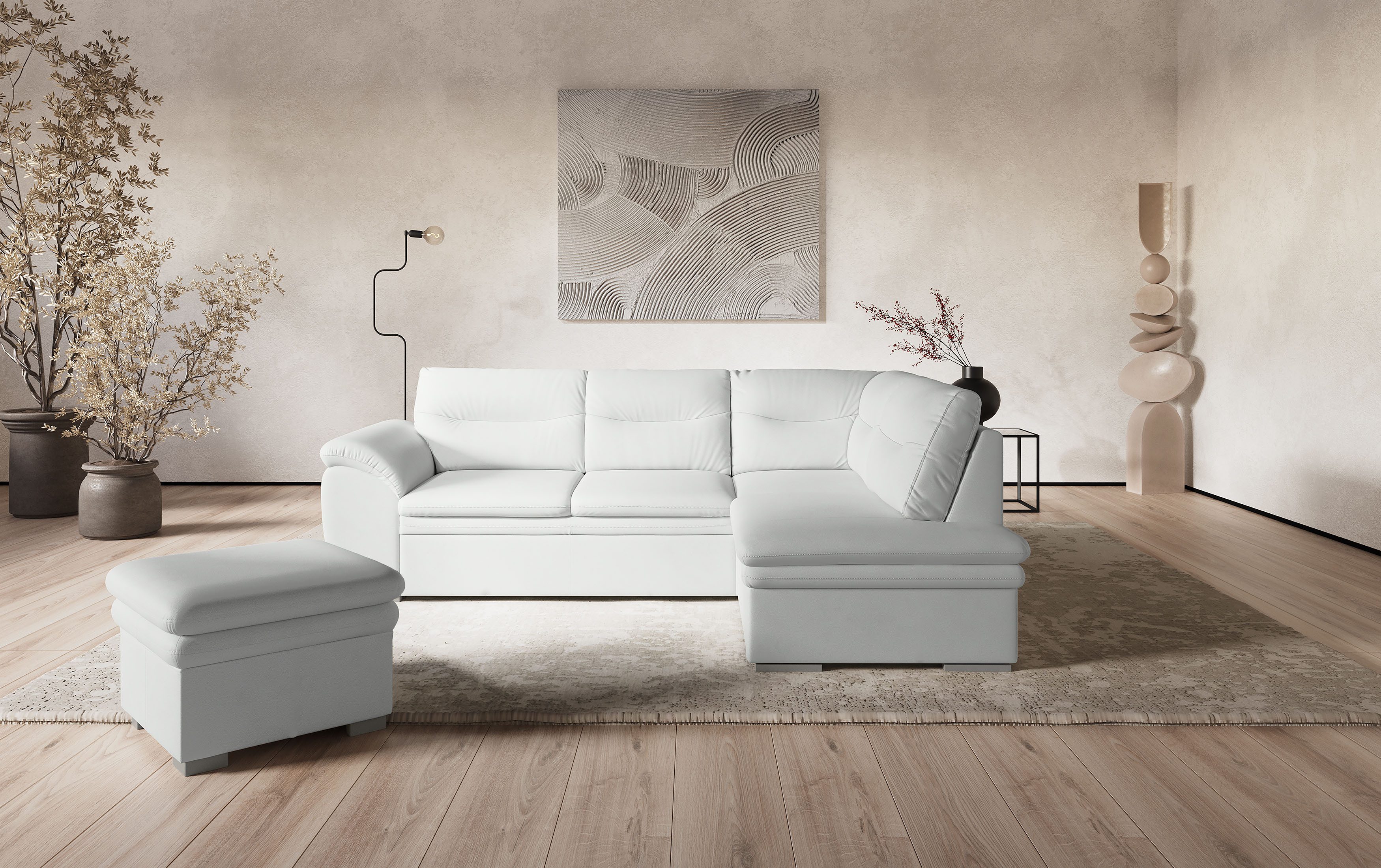 COTTA Ecksofa Leandra L-Form, wahlweise mit Bettfunktion & Bettkasten
