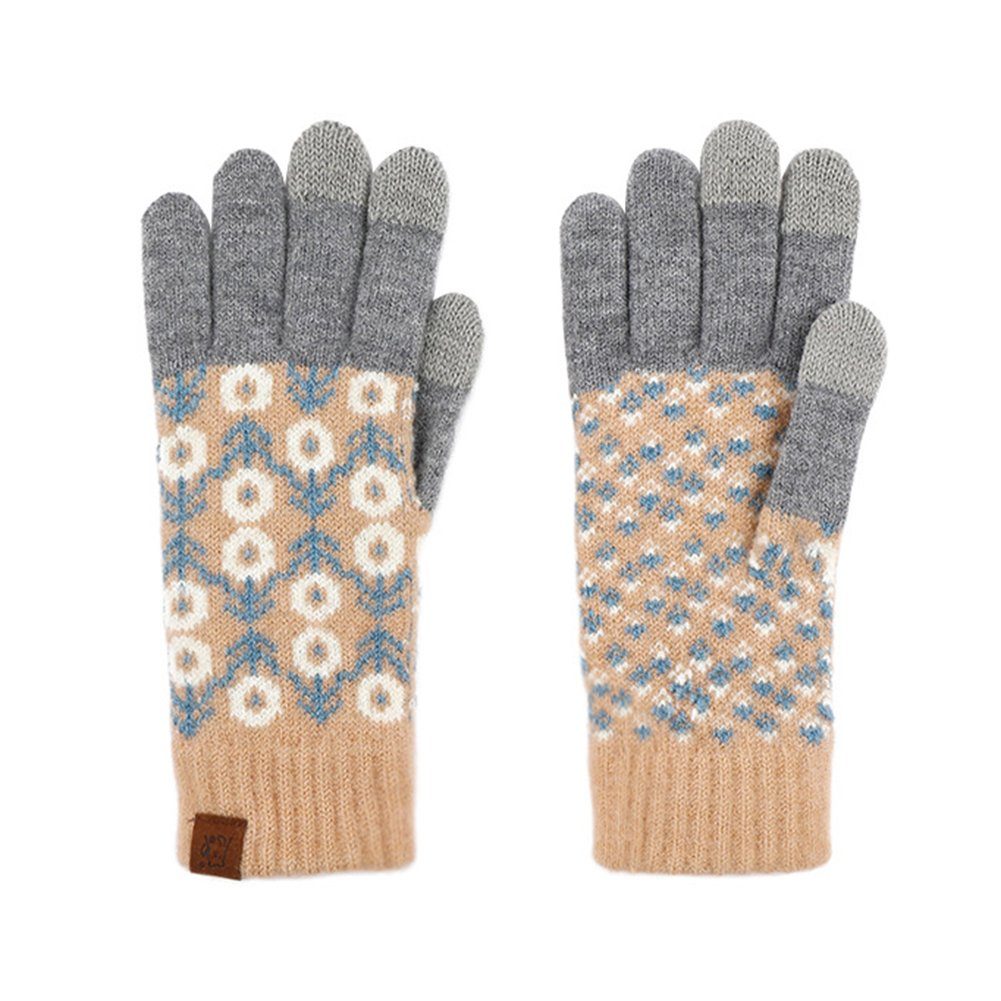 ManKle Strickhandschuhe Winterhandschuhe Touchscreen Handschuhe Strick Fingerhandschuhe Unisex Weiß
