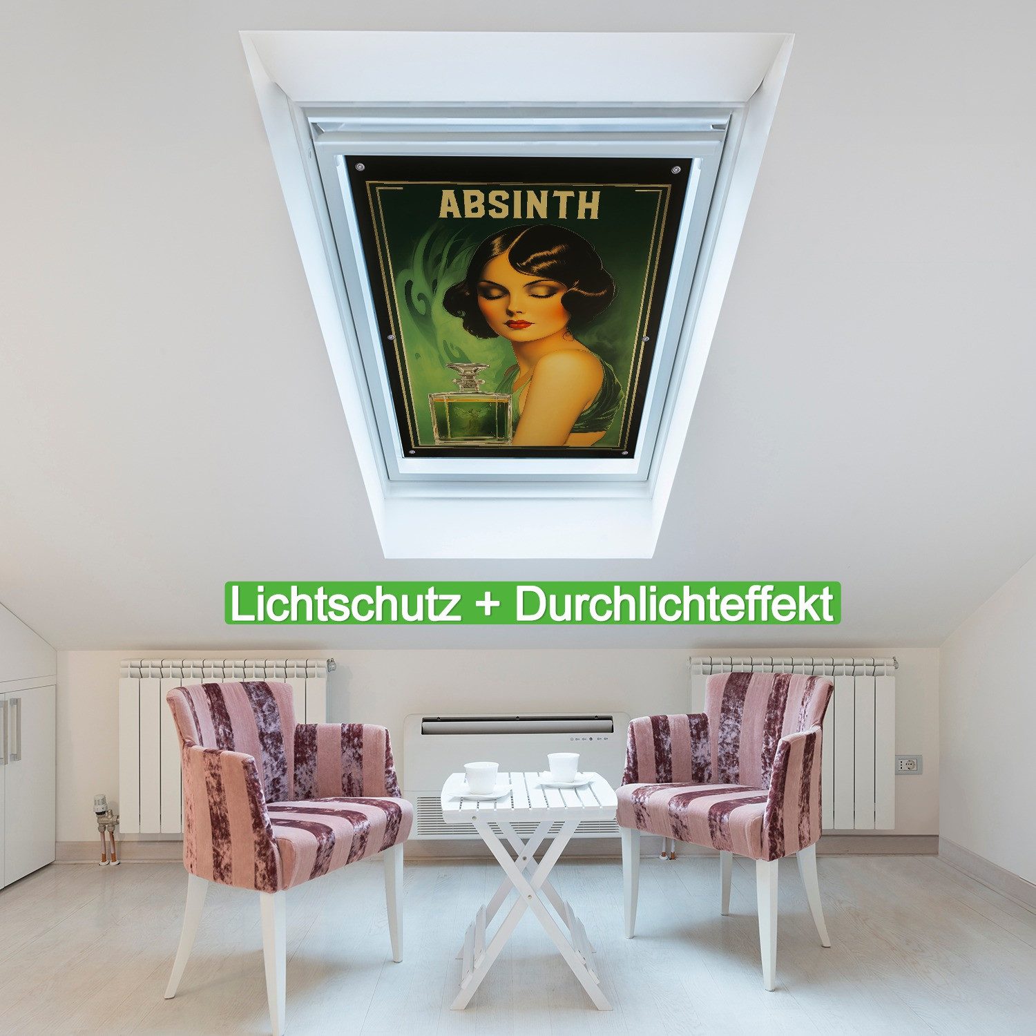 Wallario Sonnenschutz Grüne Versuchung, blickdicht, mit Saugnäpfen, wiederablösbar und wiederverwendbar