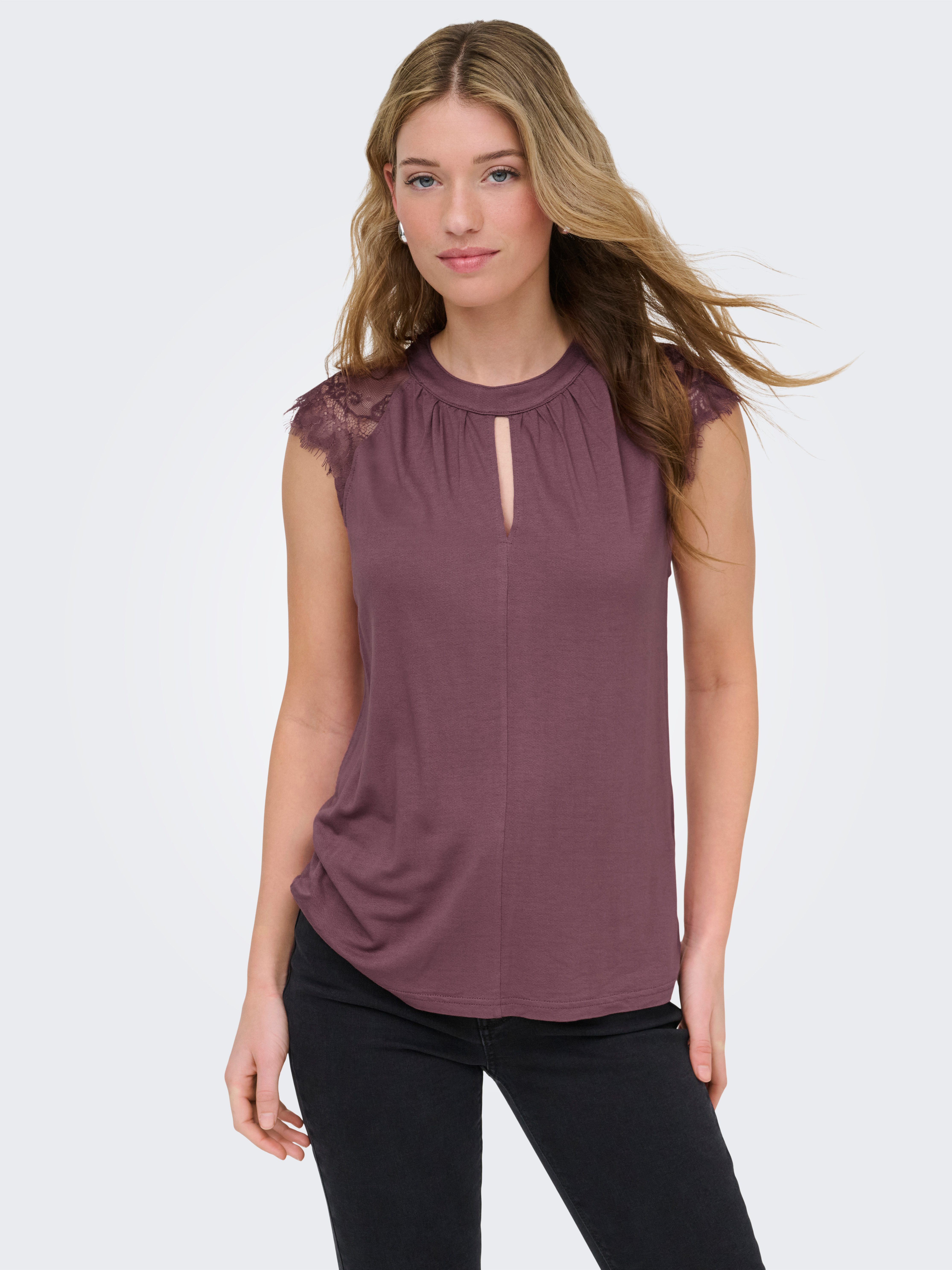 ONLY Kurzarmshirt ONLNICOLA S/S TOP CS JRS Viskose, regular fit, Rundhals
