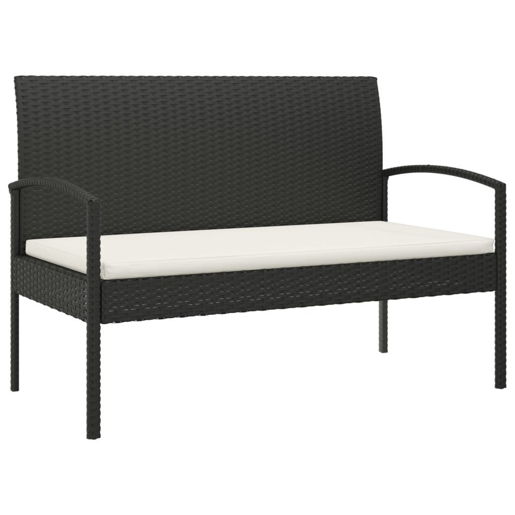 vidaXL Gartenbank Gartenbank mit Kissen Schwarz 105 cm Poly Rattan (1-St)
