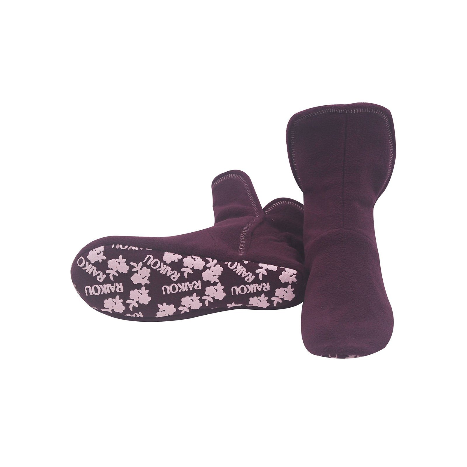 RAIKOU Hausstiefel Hüttenschuhe Stoppersocken für Damen Herren und Kinder  Hausschuh (aus Miro Fleece Super Flauschige) mit ABS und Rutschfester Sohle
