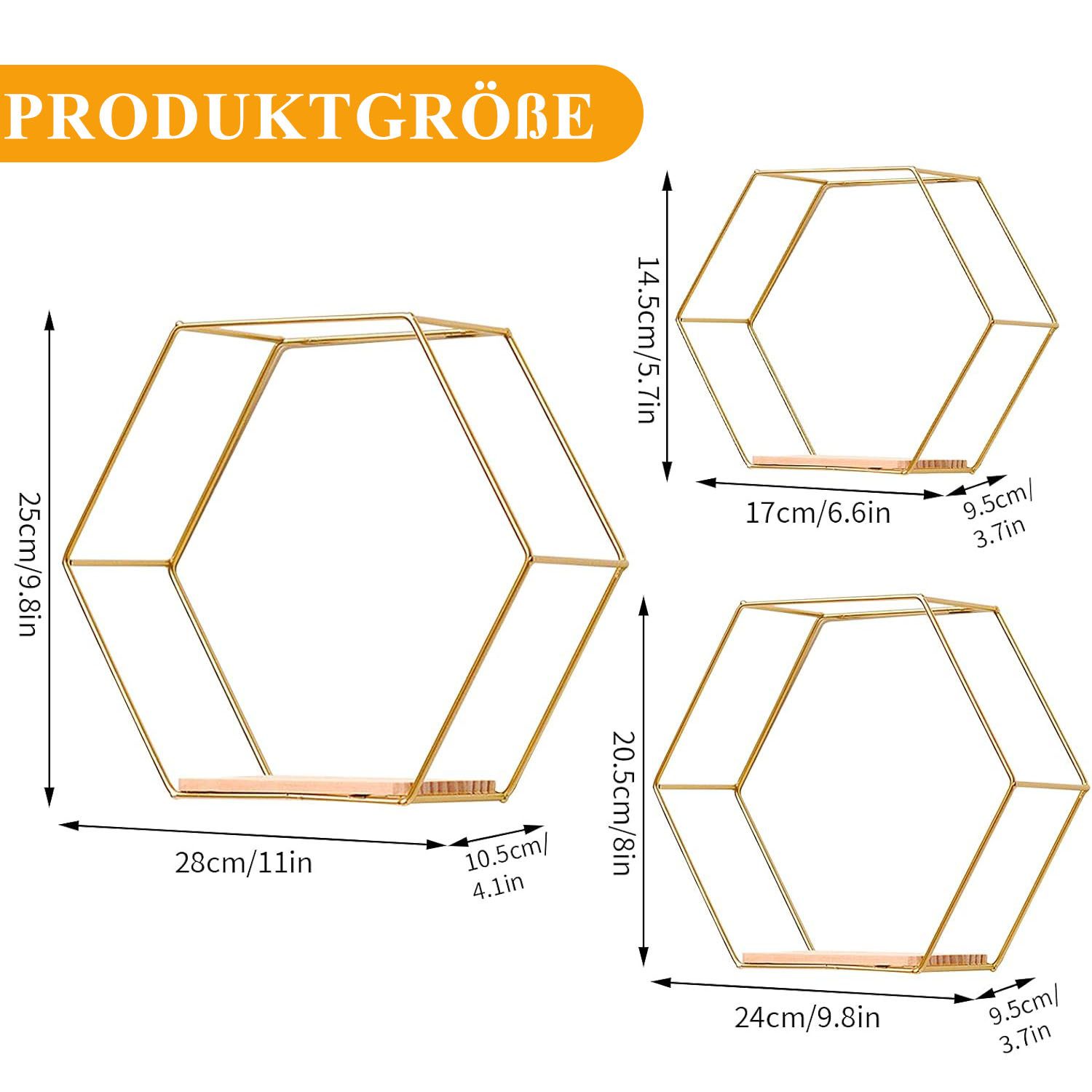 HEYHIPPO Deko-Wandregal Wanddeko Schlafzimmerflur,goldener Metallrahmen,sec günstig online kaufen