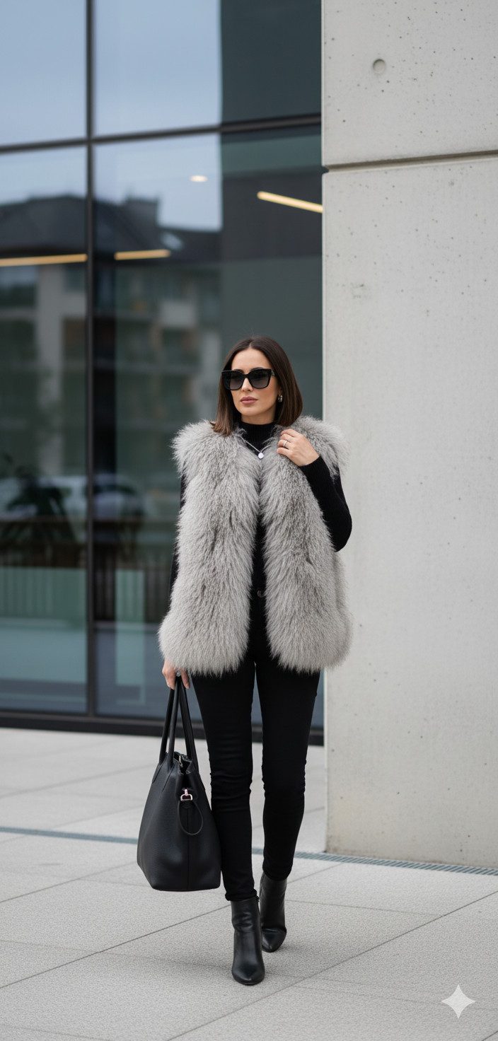 LIRA Deko Fellweste Damen Pelzweste LUXUS mongolische Fellweste Tibetlamm Wintertrend 36 Uni, 100 % echtes Tibetlamm, weich & kuschelig, hochwertig