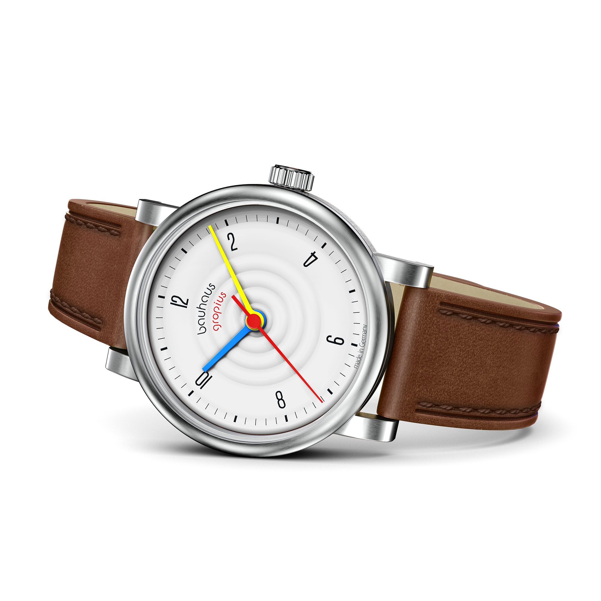 Walter Gropius Automatikuhr Made in Germany, Saphirglas, Sound of Bauhaus Automatik - WGA 802-01, Designeruhr, Lederarmband mit Easy-Release System, Edelstahlgehäuse