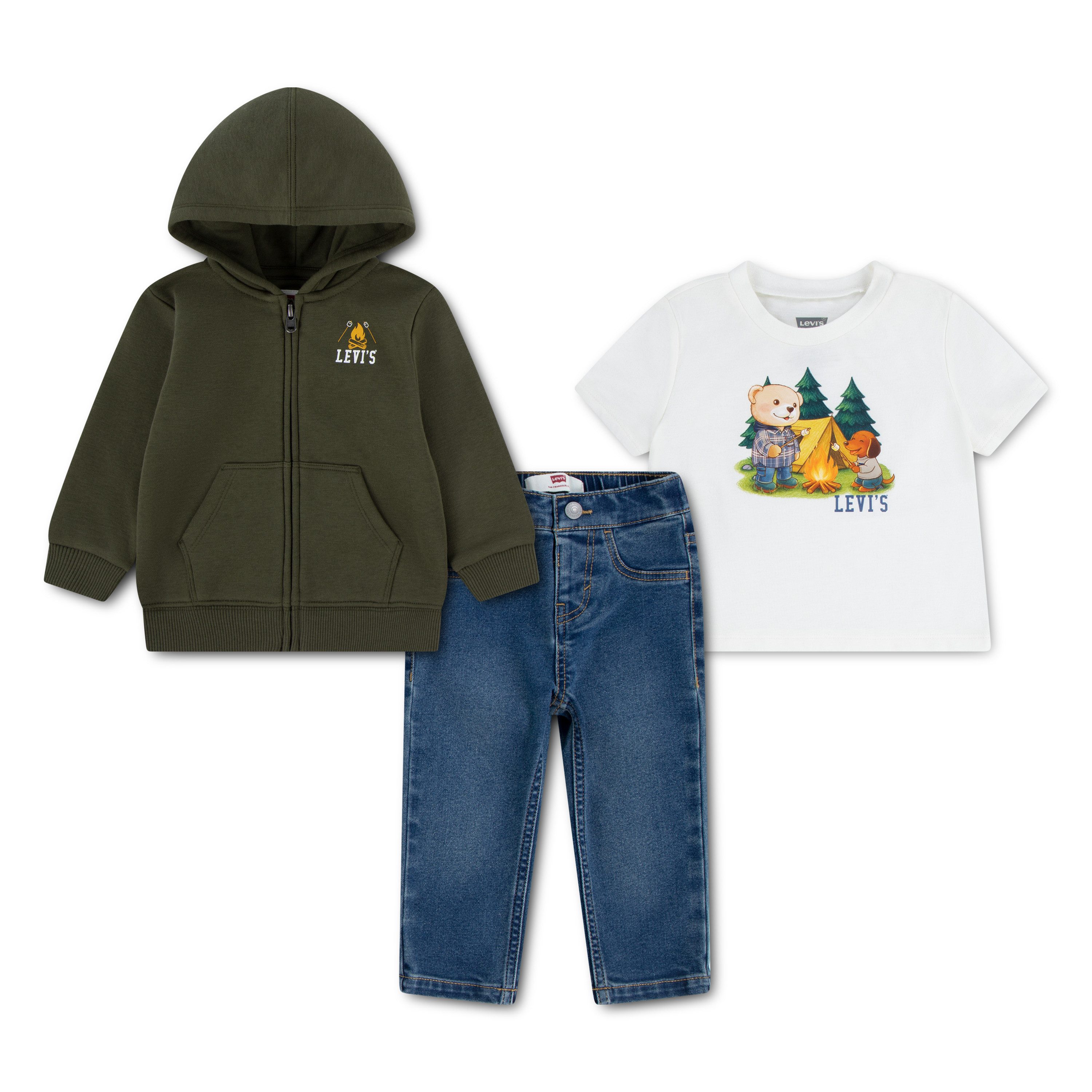 Levi's® Kids Shirt & Hose LVB 3PC FZ HOODIE SET (Set, 3-tlg) und Sweatjacke für kleine Abenteurer