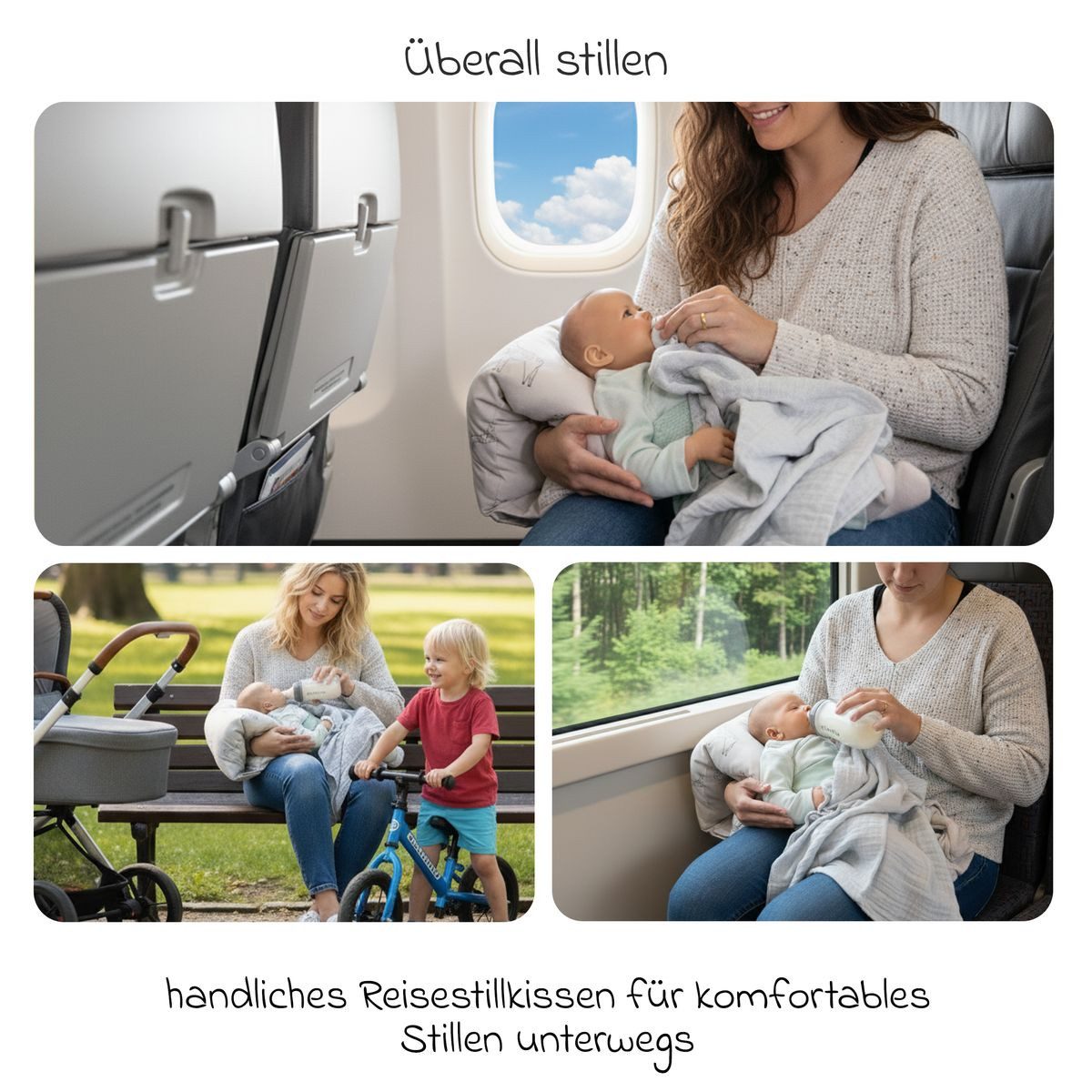 LaLoona Stillkissen Giraffen - Taupe, Stillhilfe & Reisestillkissen Kleines Mini Stillkissen für unterwegs – Bild 2 von 5