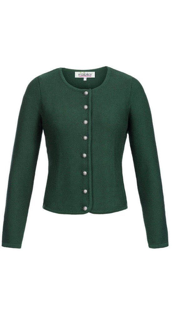 Trachtenstrickjacke Strickjacke Langarm Anni in Tanne von Nübler
