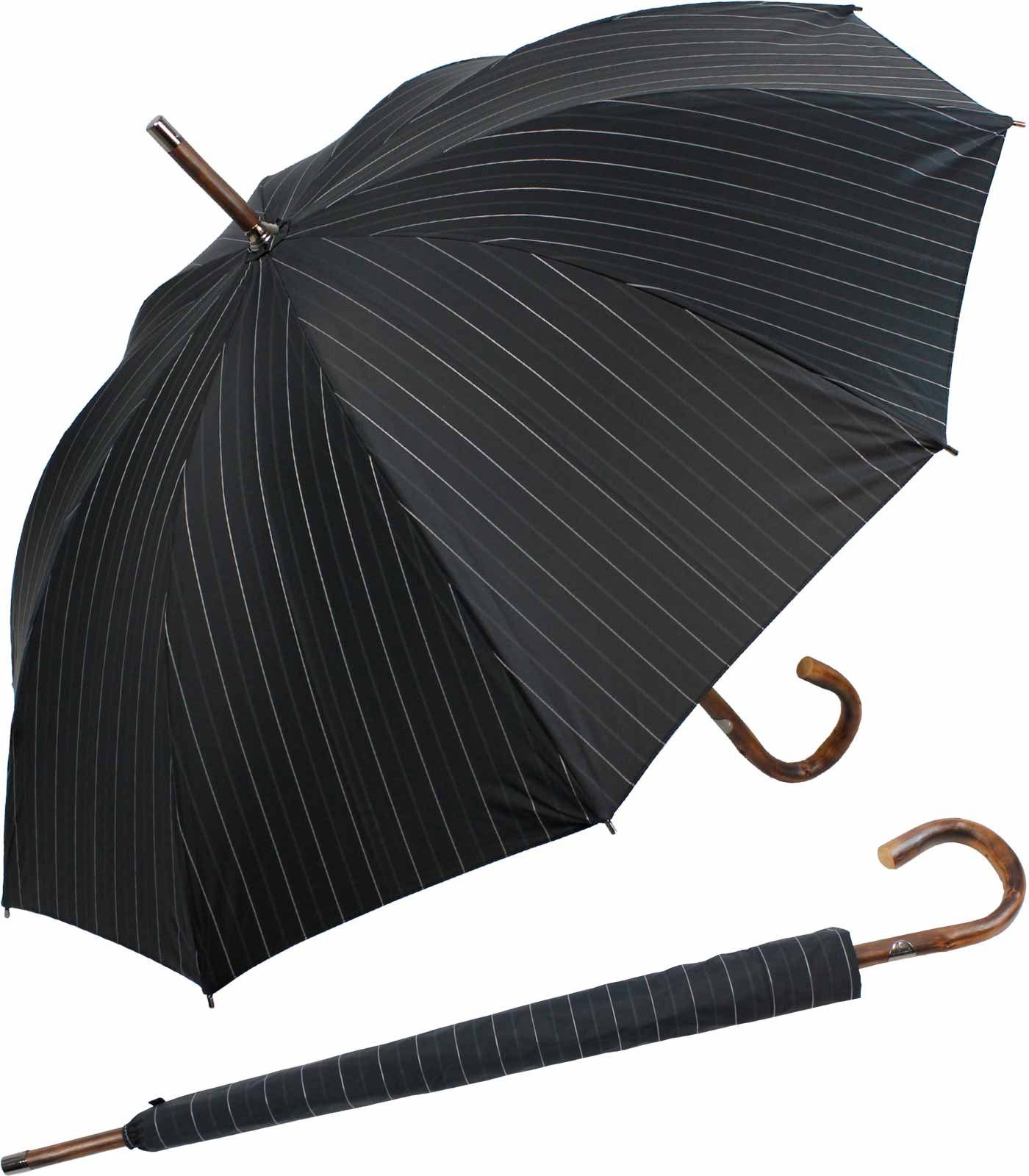 doppler® Langregenschirm Manufaktur Herrenschirm mit Kastanienstock und, der edle handgearbeite Begleiter für Herren