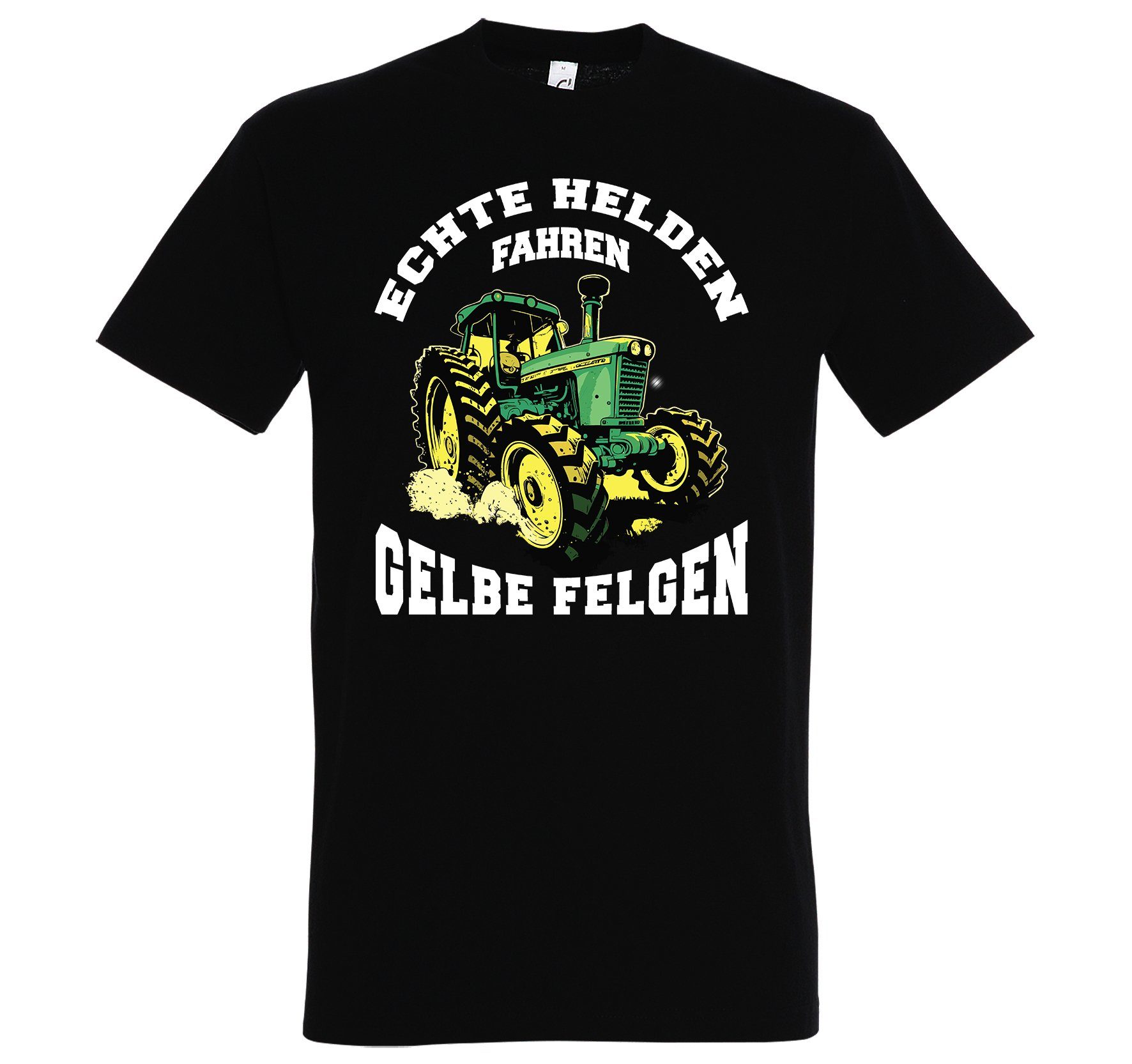 Youth Designz Print-Shirt "Echte Helden fahren gelbe Felgen" Herren T-Shirt mit lustigem Spruch Schwarz