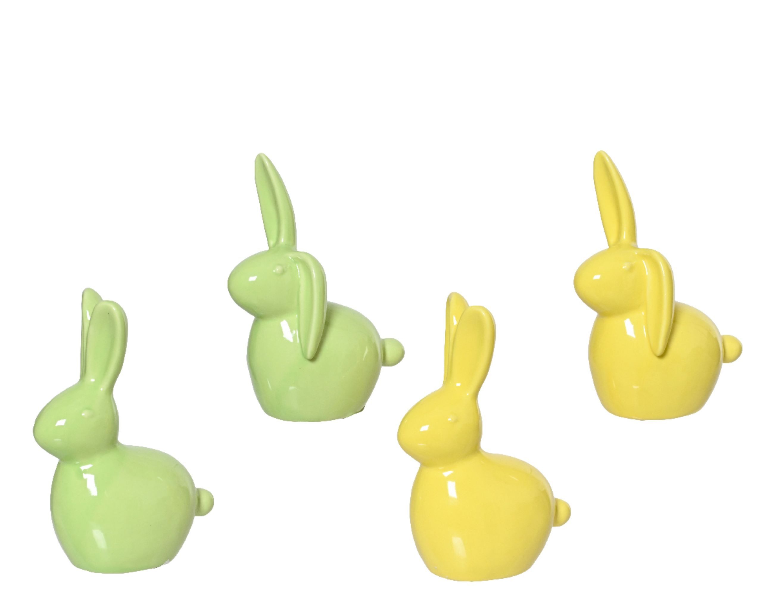 Decoris season decorations Osterhase, Dekofigur Hase 11,8cm Porzellan 1 Stück sortiert Gelb / Grün