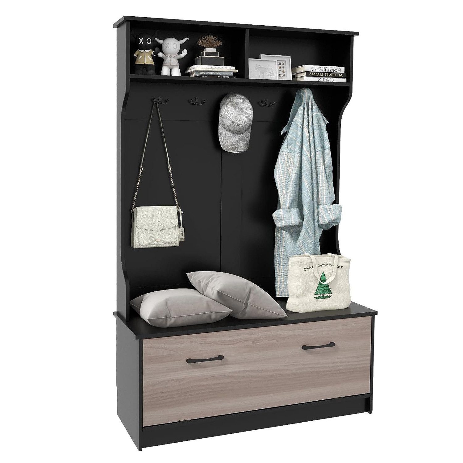 KOMFOTTEU Вешалки Вешалки для одежды, mit Sitzfläche, 100 x 40 x 160cm