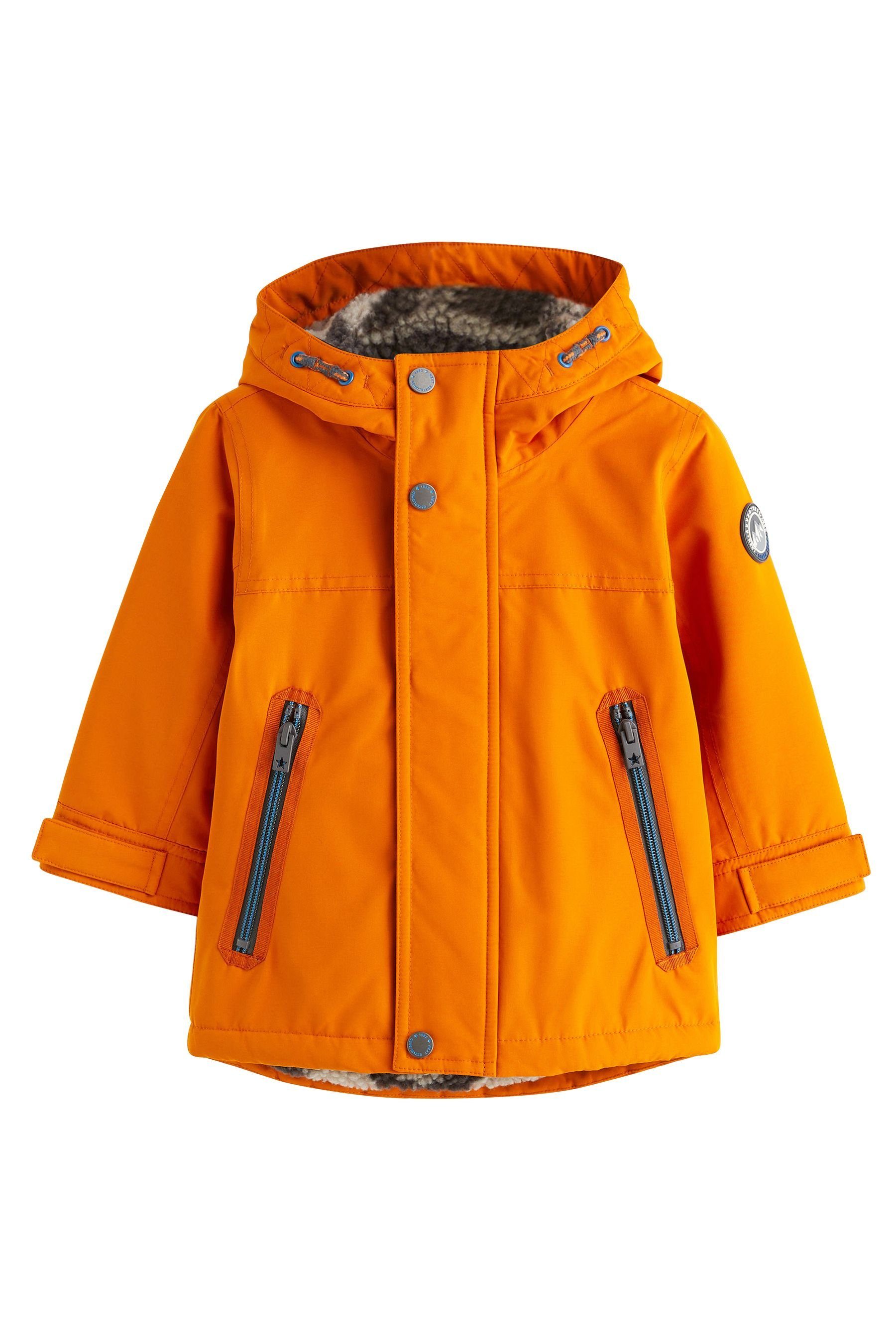 Next Funktionsjacke Wasserabweisender Plüschfutter Mantel mit Orange (1-St)