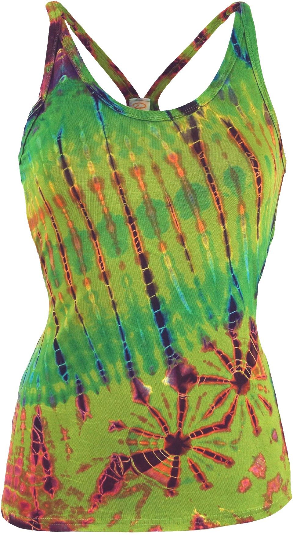 Guru-Shop T-Shirt Batik Hippie Top, Tank Top - grün Festival, Ethno Style, Hippie, alternative Одежда