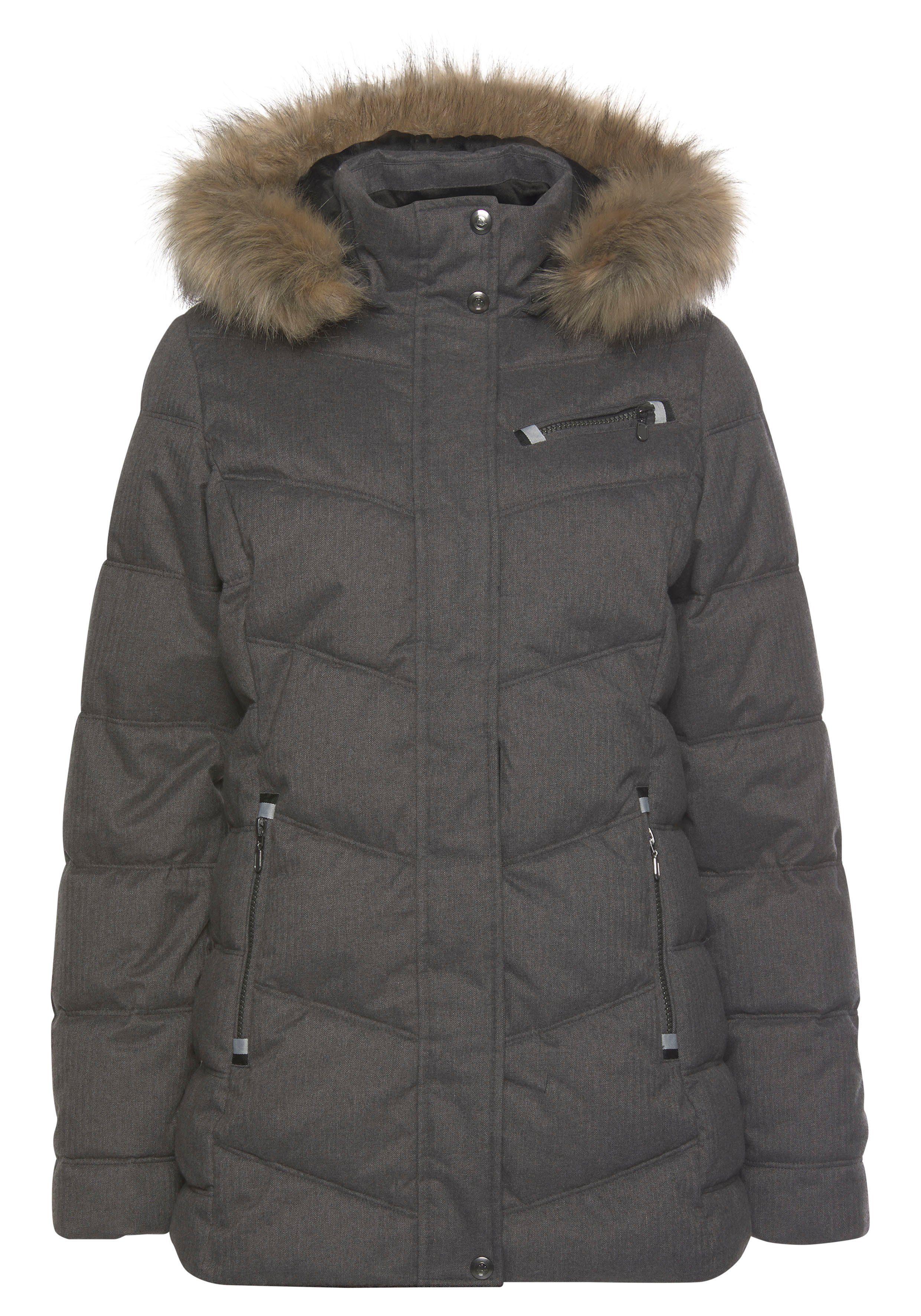 Polarino Steppjacke mit abnehmbarer Kapuze, mit Fellimitat, viele Taschen – Bild 4 von 5