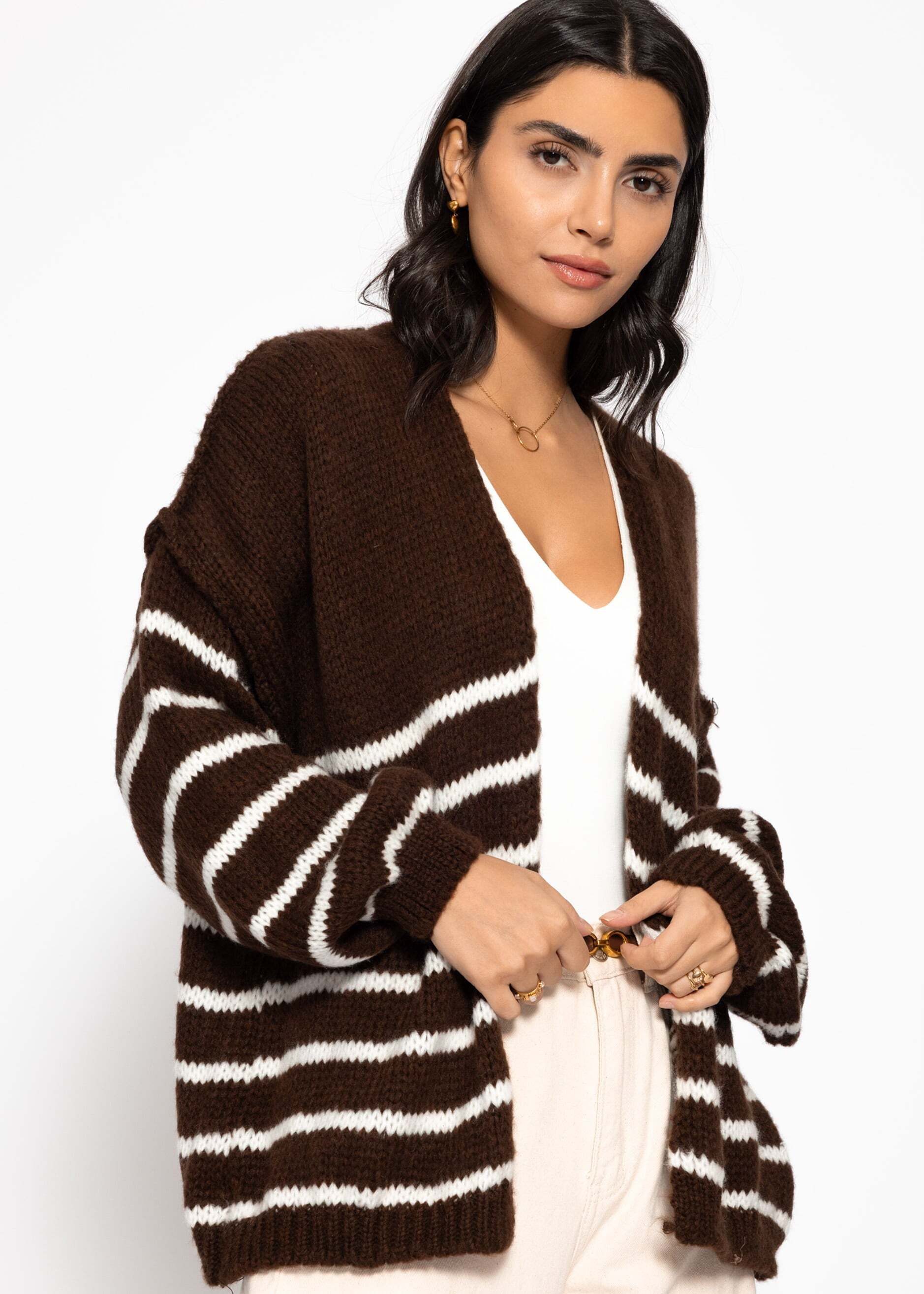 SASSYCLASSY Cardigan Strickjacke für Damen mit Stehkragen Cardigan aus Grob günstig online kaufen