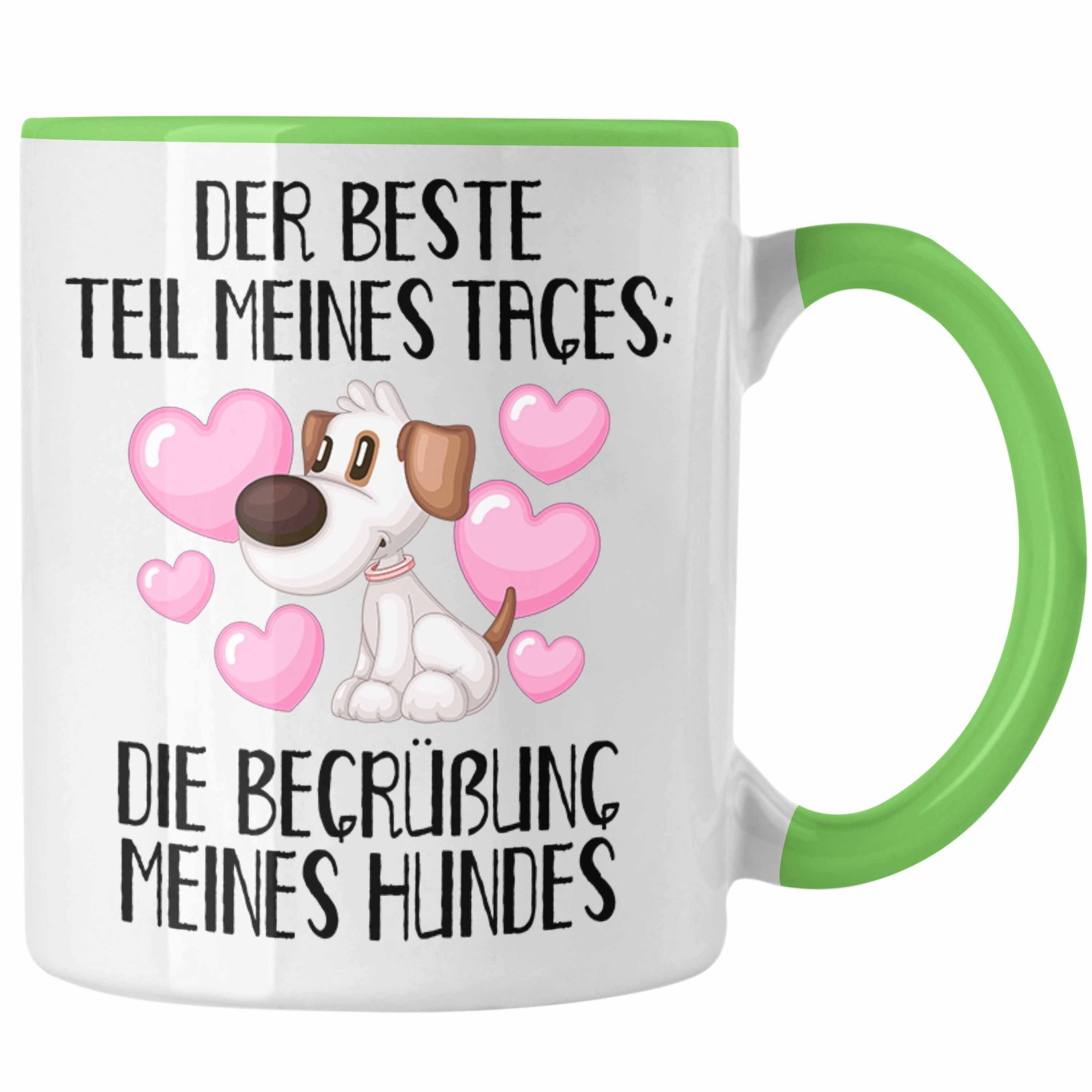 Trendation Tasse Hundebesitzer Tasse Geschenk Kaffee-Becher Bester Teil Des Tages Die B Grün