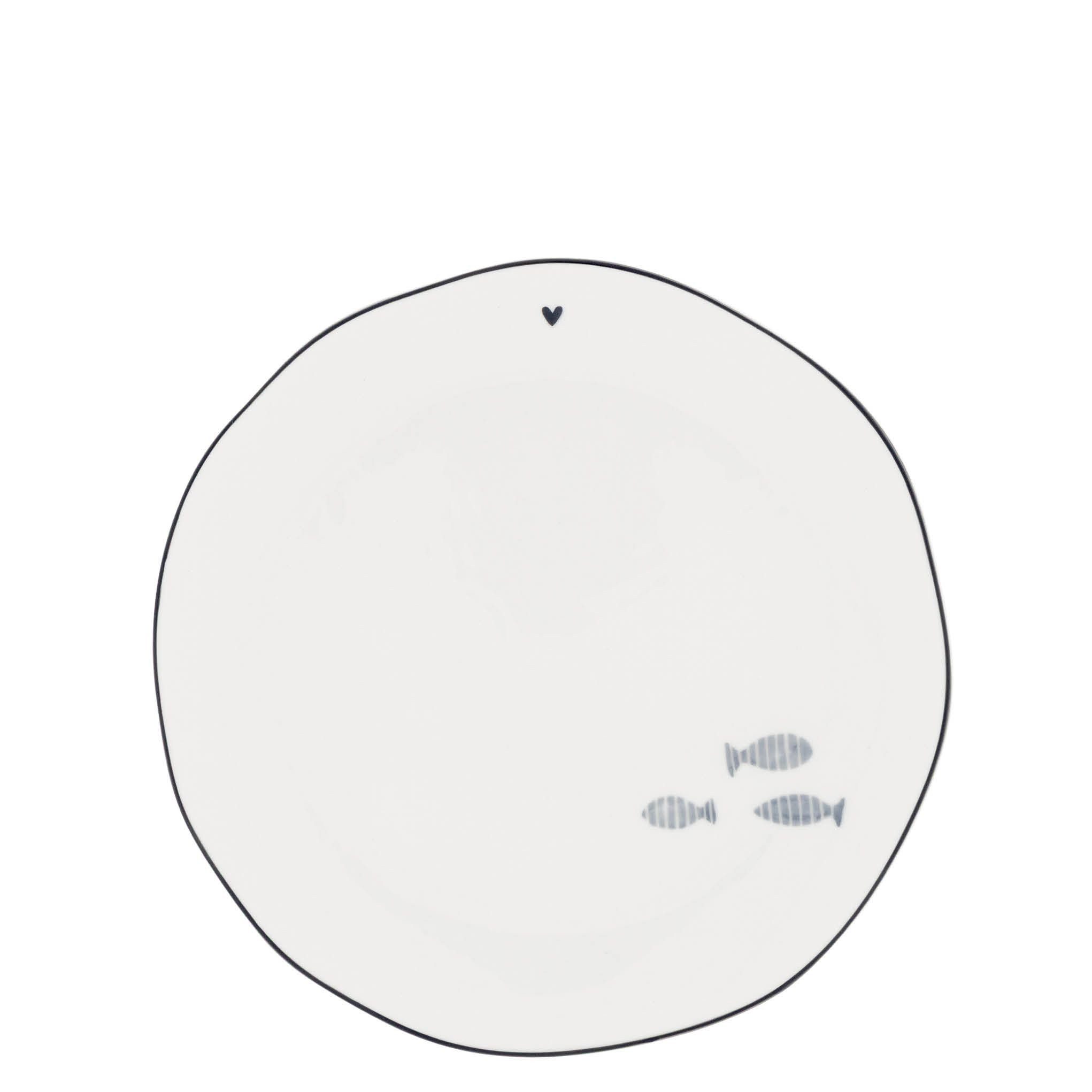 Bastion Collections Dessertteller Kuchenteller »Fish« Blau/Weiß, Keramik-Teller 19 cm