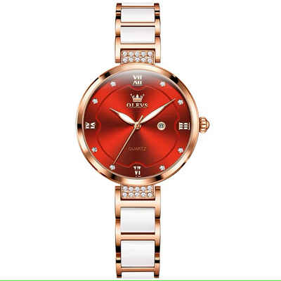 Tidy Quarzuhr Olevs 5589 Quarz Uhr Keramik Годинники Luxus elegante Damen Armbanduhr, Ideal als Geschenk