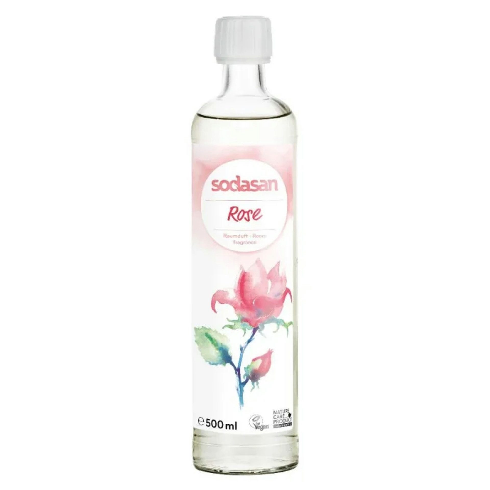 Sodasan Raumduft-Nachfüllflasche Raumduft senses ROSE 500ml Nachfüller, Frei von synthetischen Duftstoffen