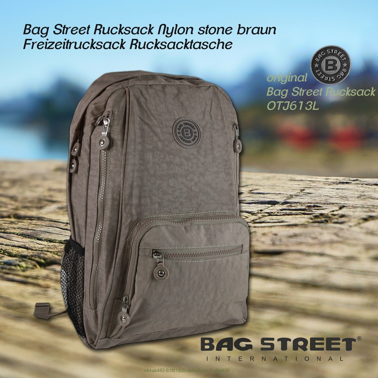 BAG STREET Freizeitrucksack Bag Street Damen Herren Sporttasche, Damen, Jugend Freizeitrucksack, Sportrucksack Nylon, stone, braun 43cm