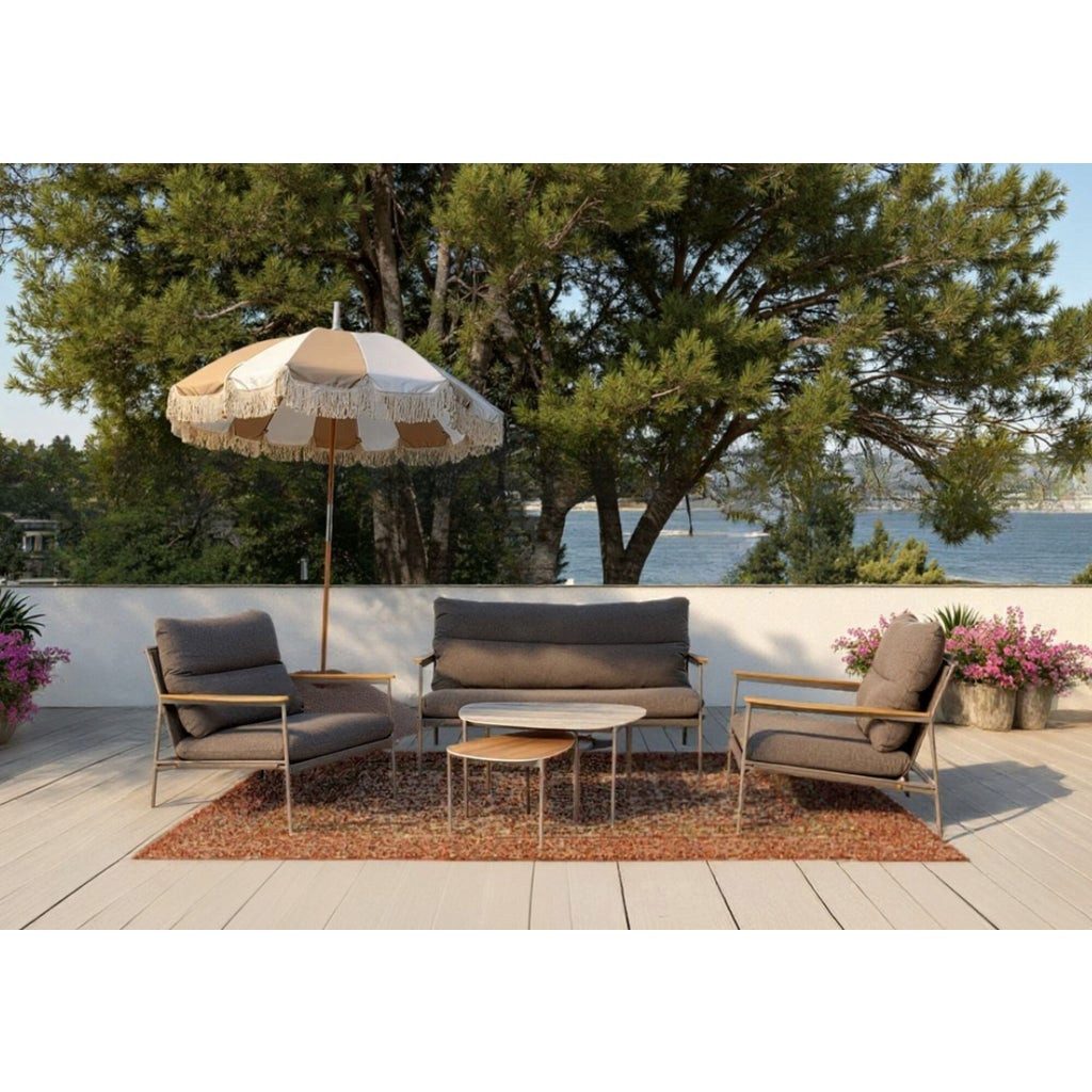 Kare Design Gartenlounge-Set Corsica, (2 Sessel, 1 Sitzbank, 2 Beistelltische), mit bequemer Polsterung