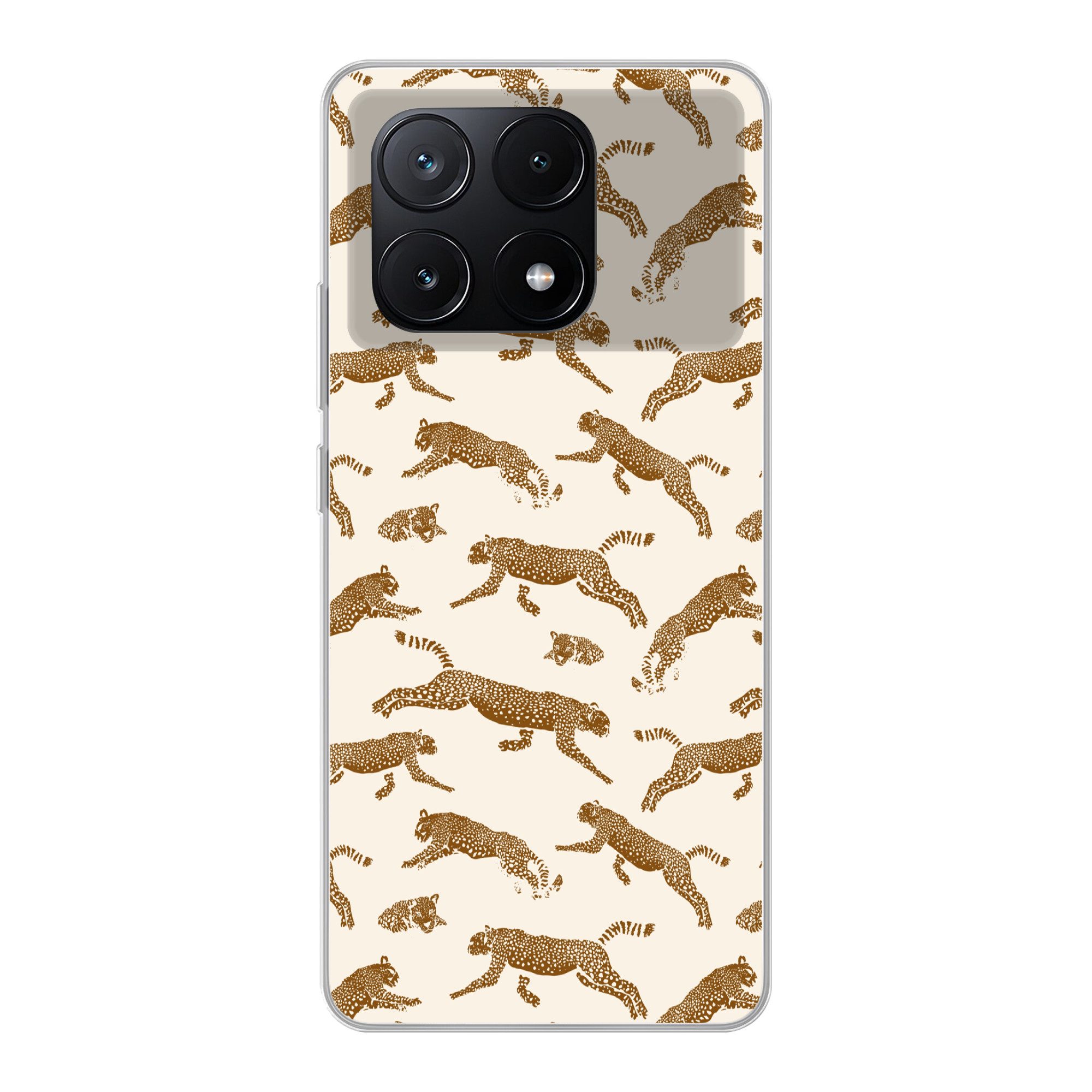 MuchoWow Handyhülle für Xiaomi Poco X6 Pro Panther - Tiere - Beige - Braun - Muster, Handy Case, Silikon, Bumper Case Dünn