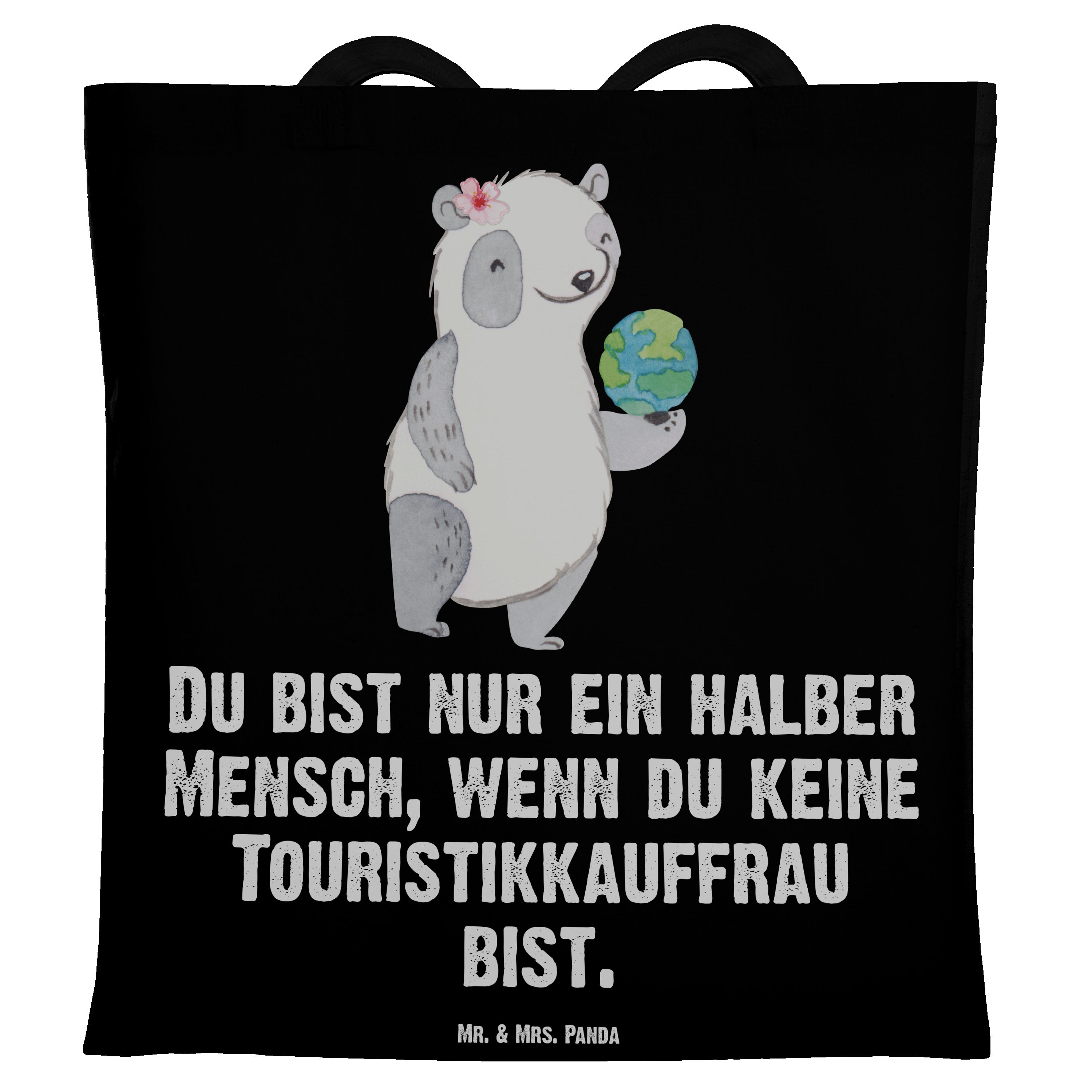 Jutebe Tragetasche Beuteltasche, mit Herz (1-tlg) Geschenk, & Mrs. Schwarz - Touristikkauffrau Mr. Panda -