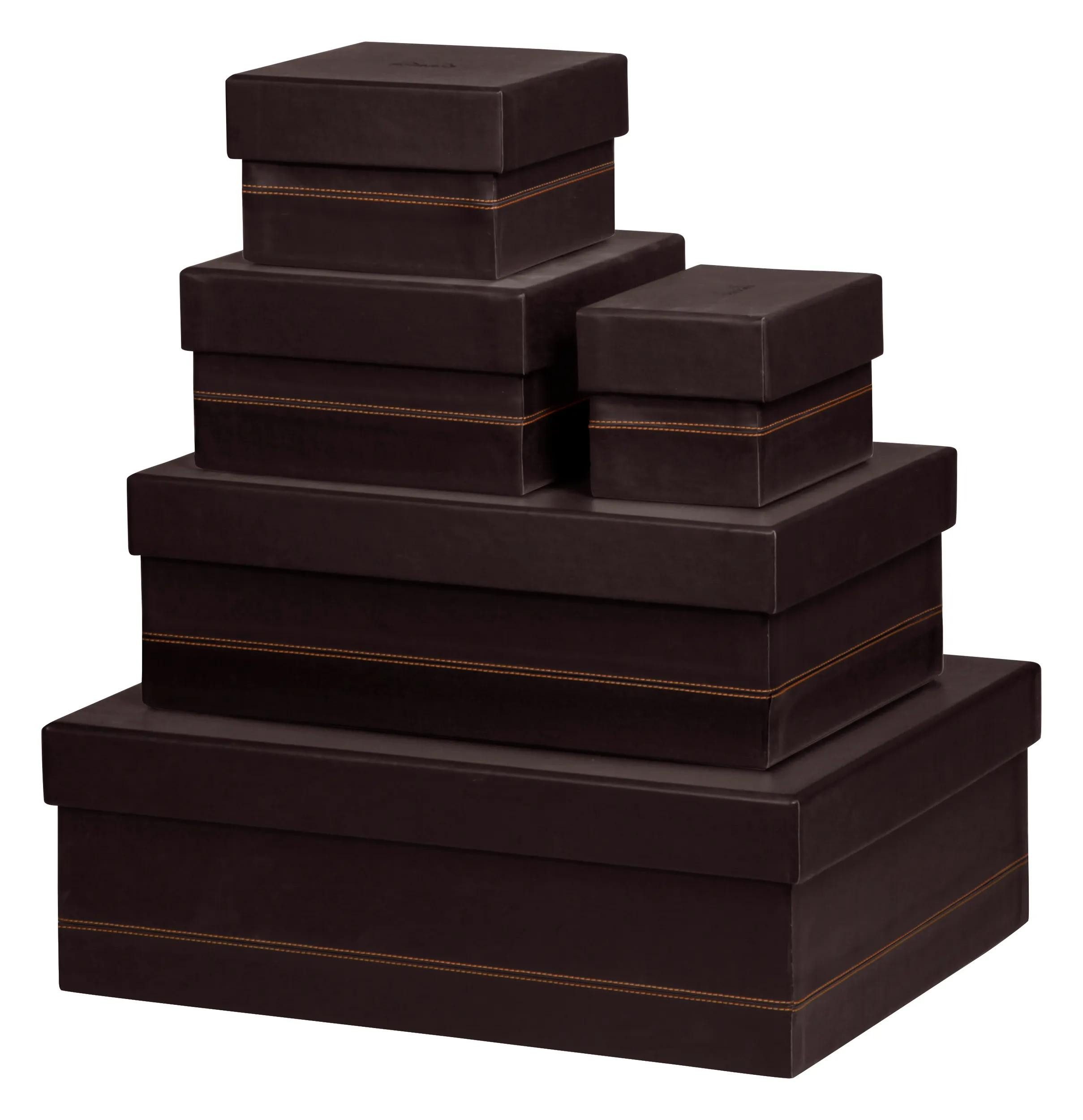 Rhodia Aufbewahrungsbox Set mit 5 Boxen aus Kunstleder 44x34x16cm - Schwarz 118886C, Box-Set ineinander stapelbar